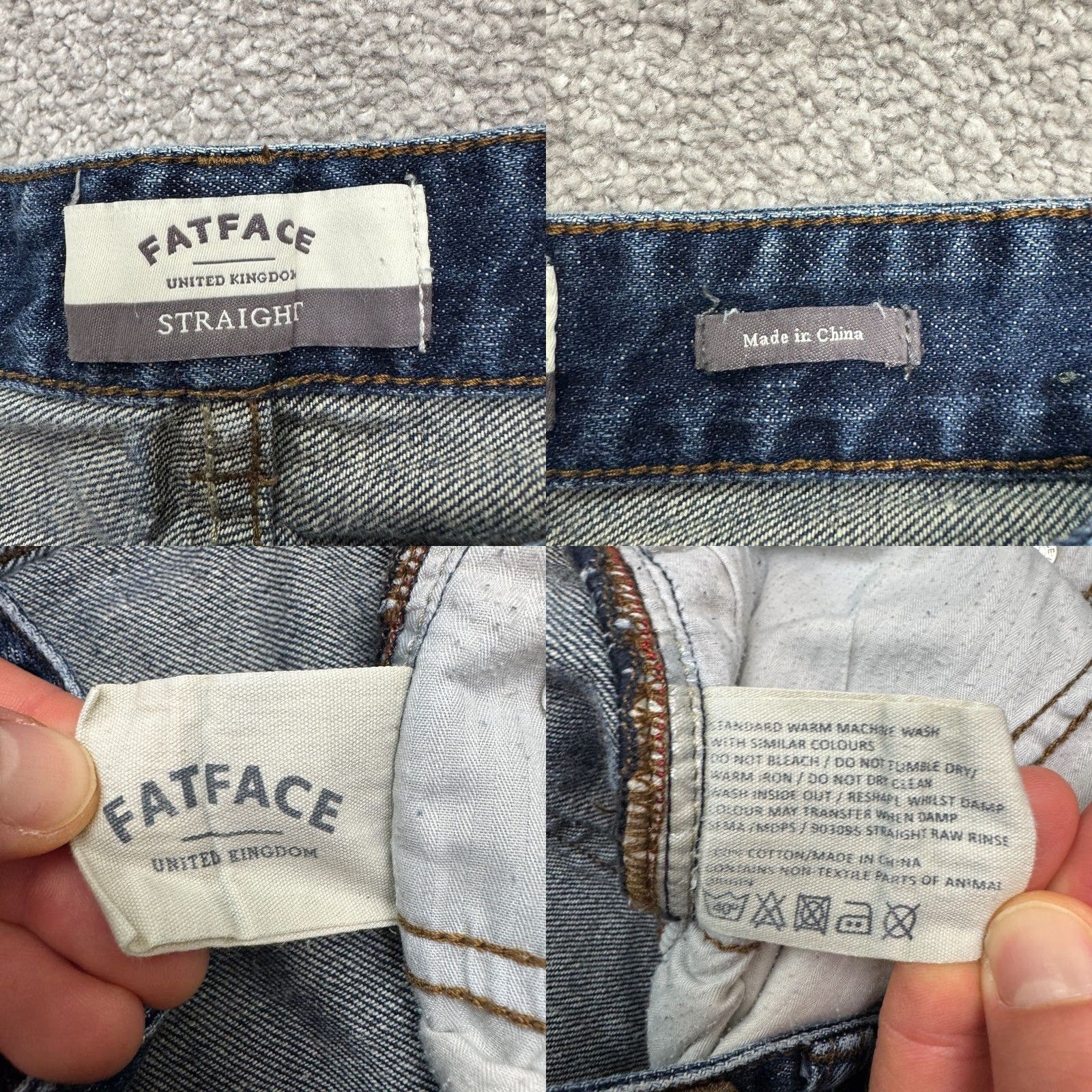 FatFace FatFace Jeans Mens 32 Short Straight Denim 5-Pocket Blue Cotton Regular Rise Straight Leg Casual Denim Jeans Size US 32 / EU 48 - 8 Thumbnail