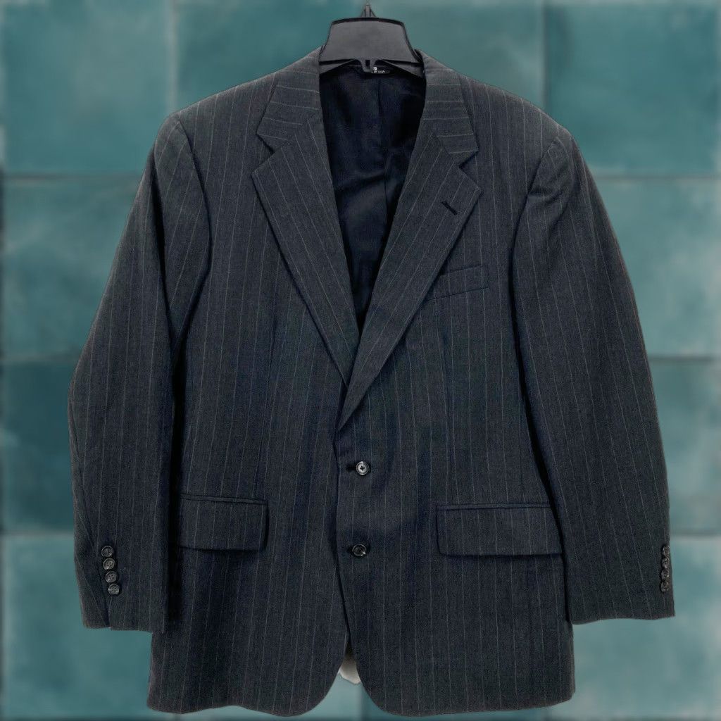 Polo Ralph Lauren VINTAGE Polo University Club Blazer Sport Coat Mens 42 Gray Striped Union Made Size US XL / EU 56 / 4 - 1 Thumbnail
