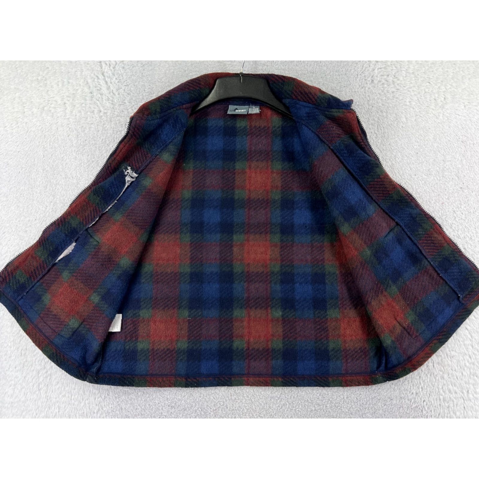 Vintage LizWear Vest Womens Medium Red Plaid 100% Polyester Fleece Full Zip Collar Size M / US 6-8 / IT 42-44 - 4 Thumbnail