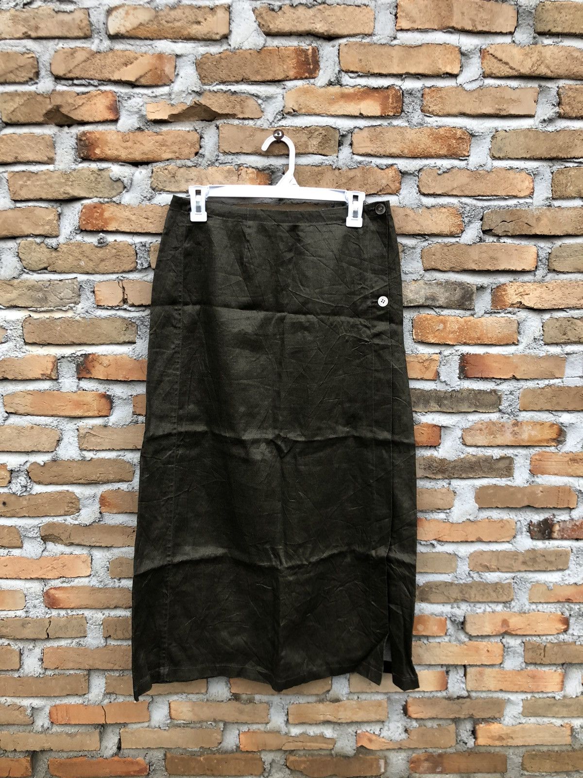 image of Accept Offerplantation By Issey Miyake Maxi Skirt in Olive Green, Women's (Size 29)
