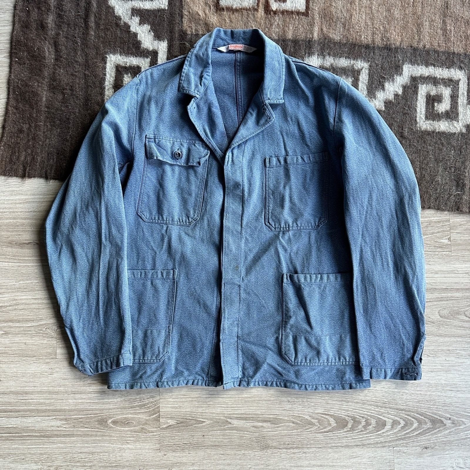 Vintage Vintage French Work Jacket Fischer Pecheur Chore Coat Blue C Size US L / EU 52-54 / 3 - 1 Thumbnail