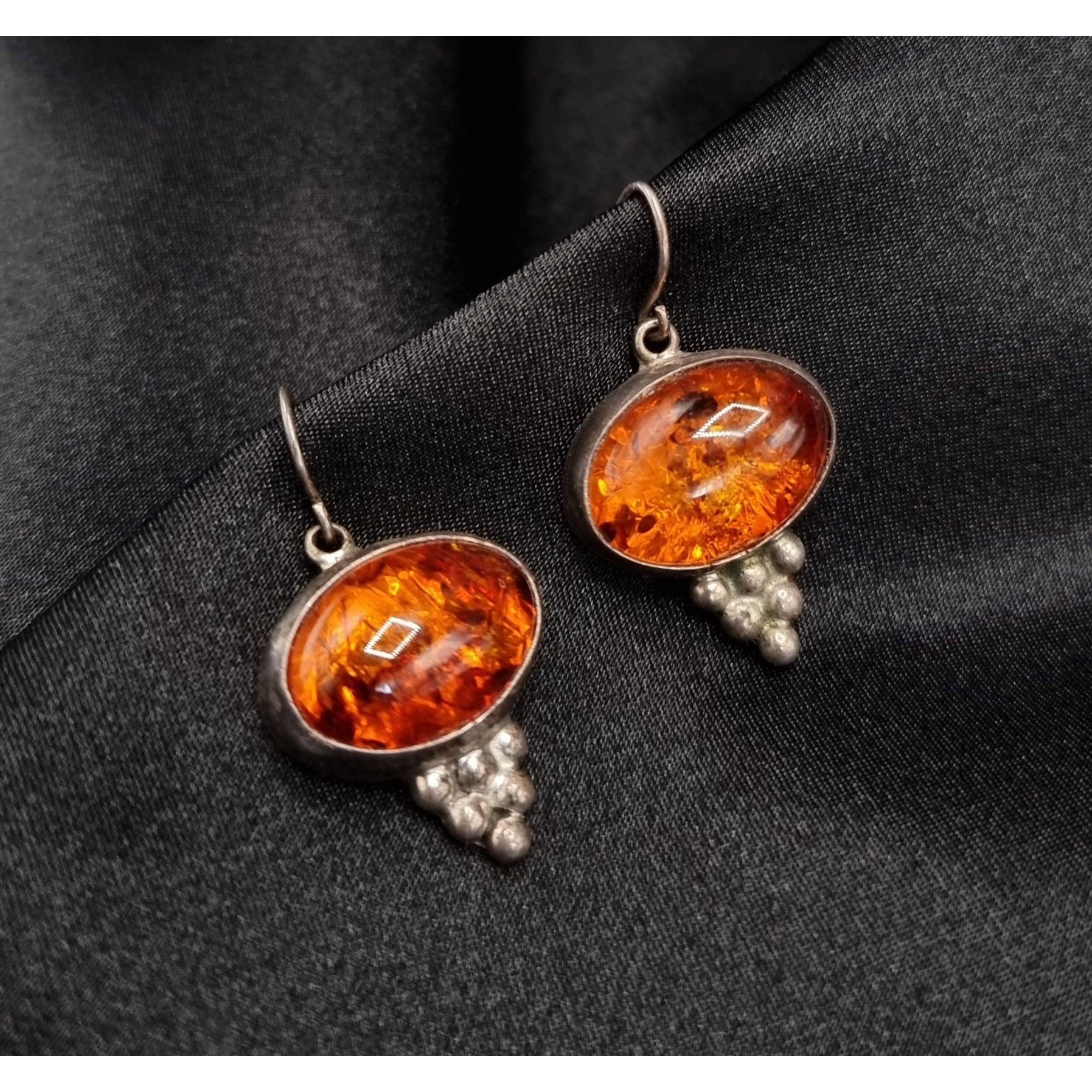 Vintage Vintage 925 Sterling Silver Amber Drop Earrings Size ONE SIZE - 2 Thumbnail