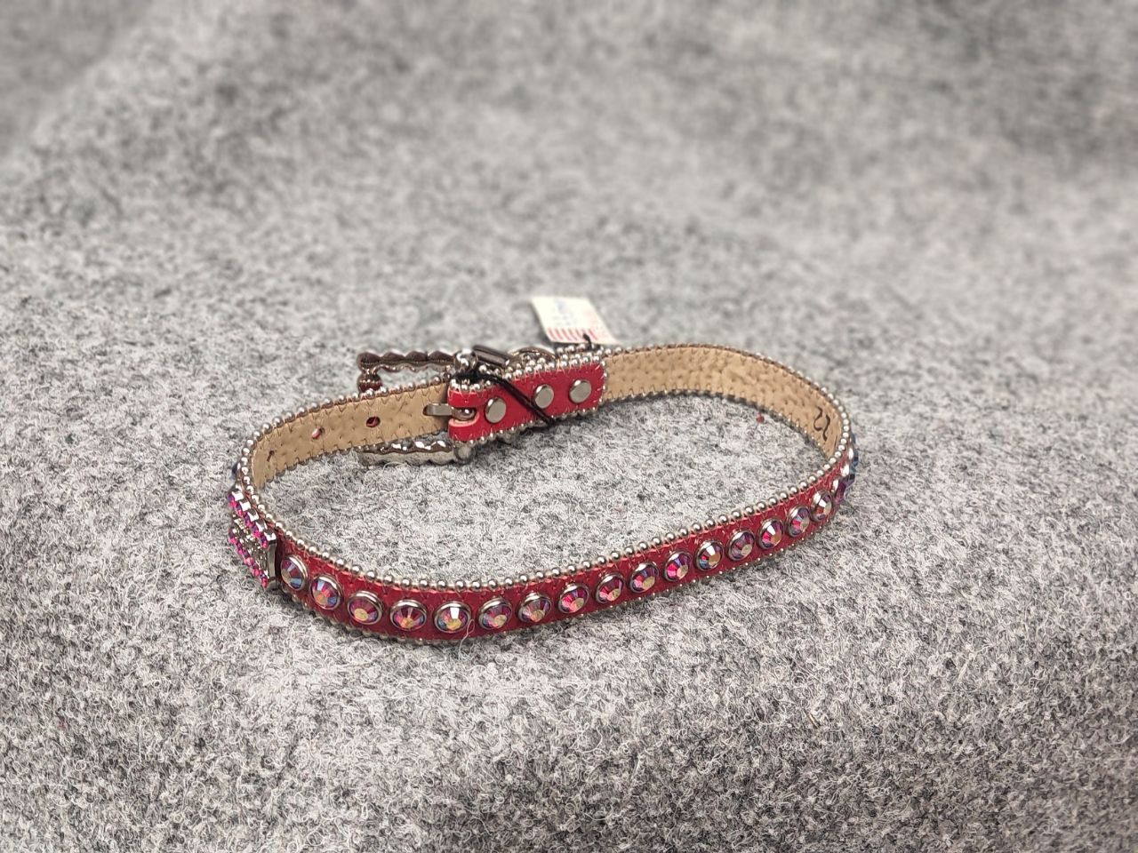 B.B.Simon Swarovski Crystal Red Leather collar Dog belt
