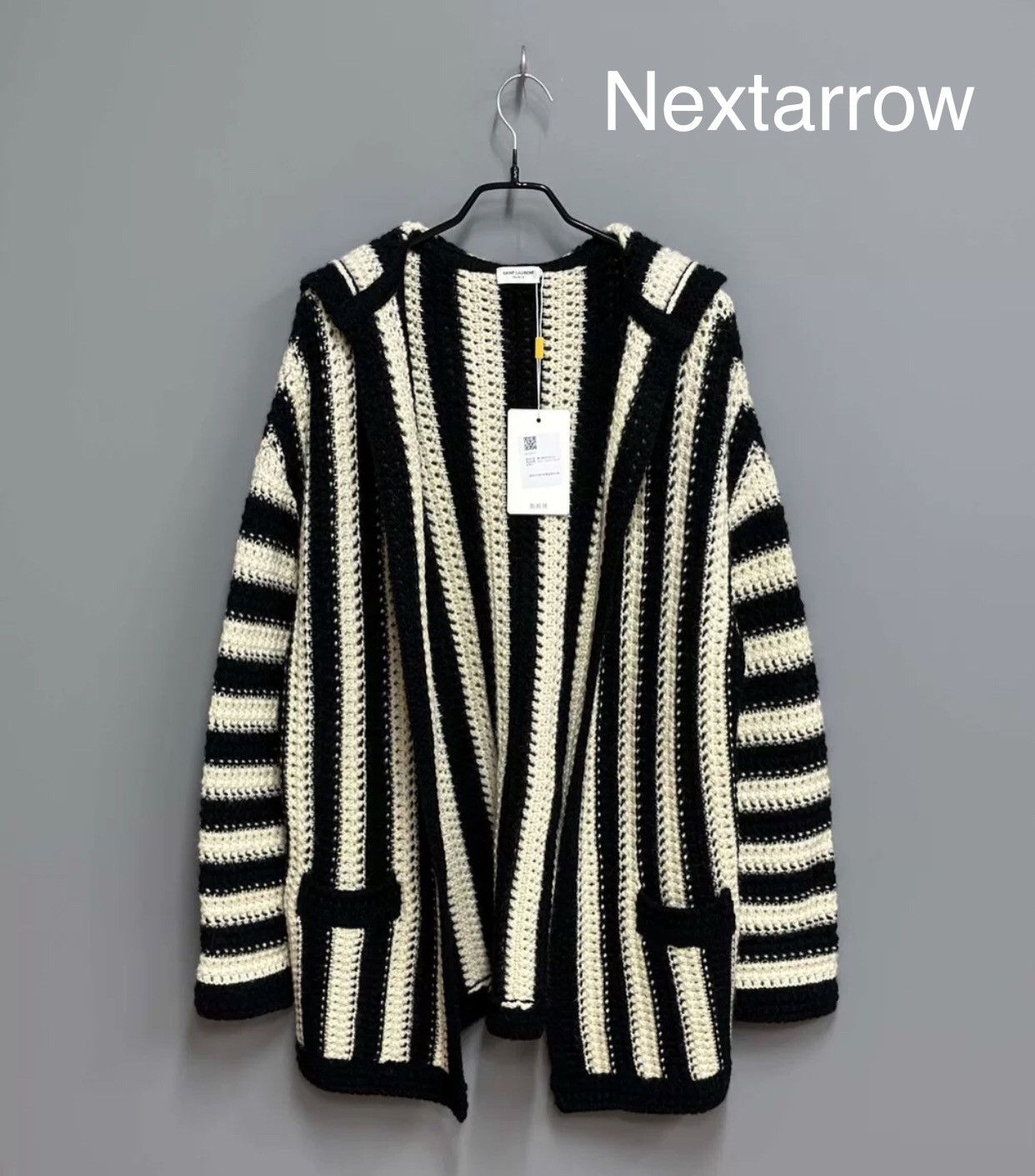 Saint Laurent Paris × Yves Saint Laurent Saint Laurent Paris black striped knit cardigan shirt Size US S / EU 44-46 / 1 - 1 Thumbnail