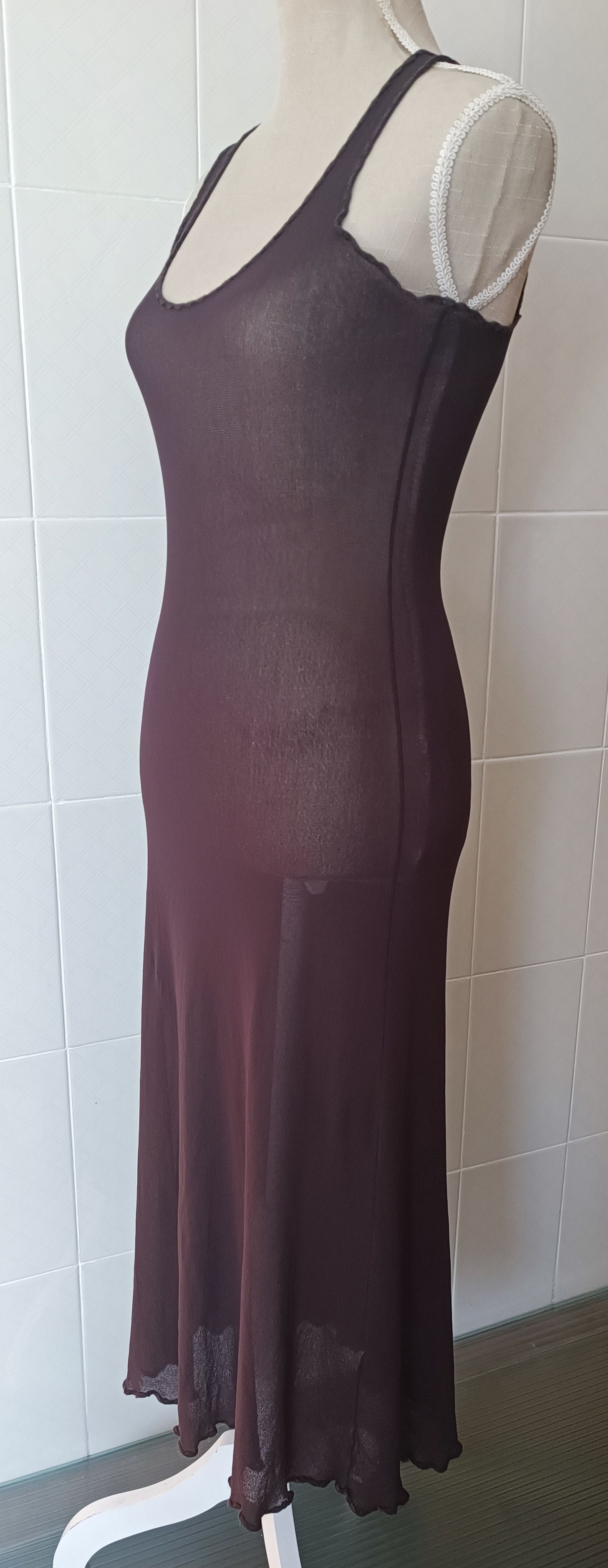 Jean Paul Gaultier 90's - Brown maxi mesh dress with embroidery Size M / US 6-8 / IT 42-44 - 8 Thumbnail