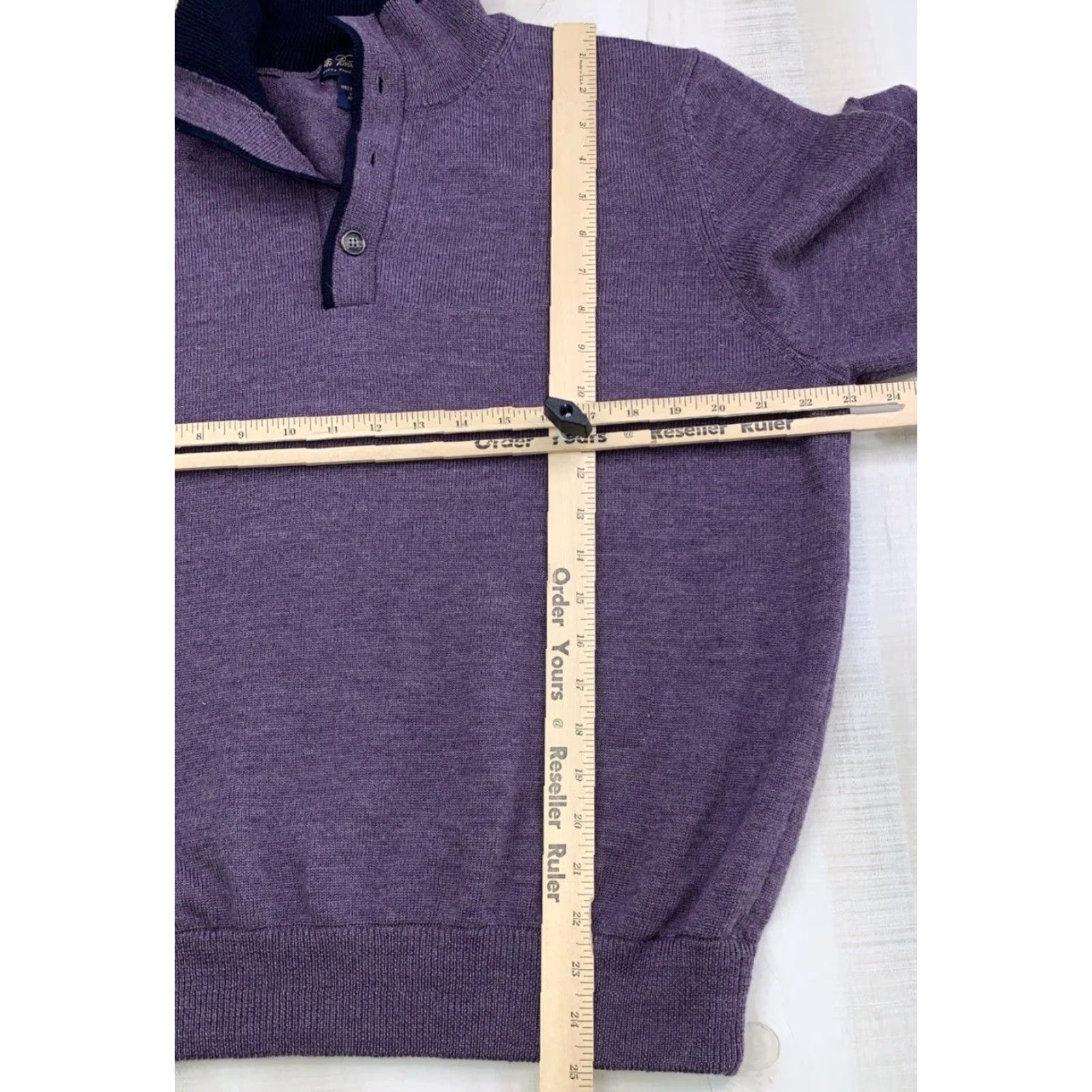 Brooks Brothers Brooks Brothers Extra Fine Merino Wool Purple Knit Quarter Button Men’s Sweater Size US L / EU 52-54 / 3 - 7 Thumbnail