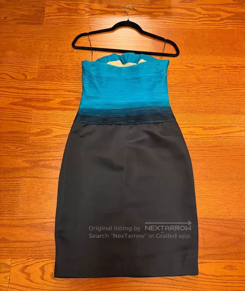 Valentino Valentino Blue-black color-blocked silk fishbone strapless Size S / US 4 / IT 40 - 5 Thumbnail