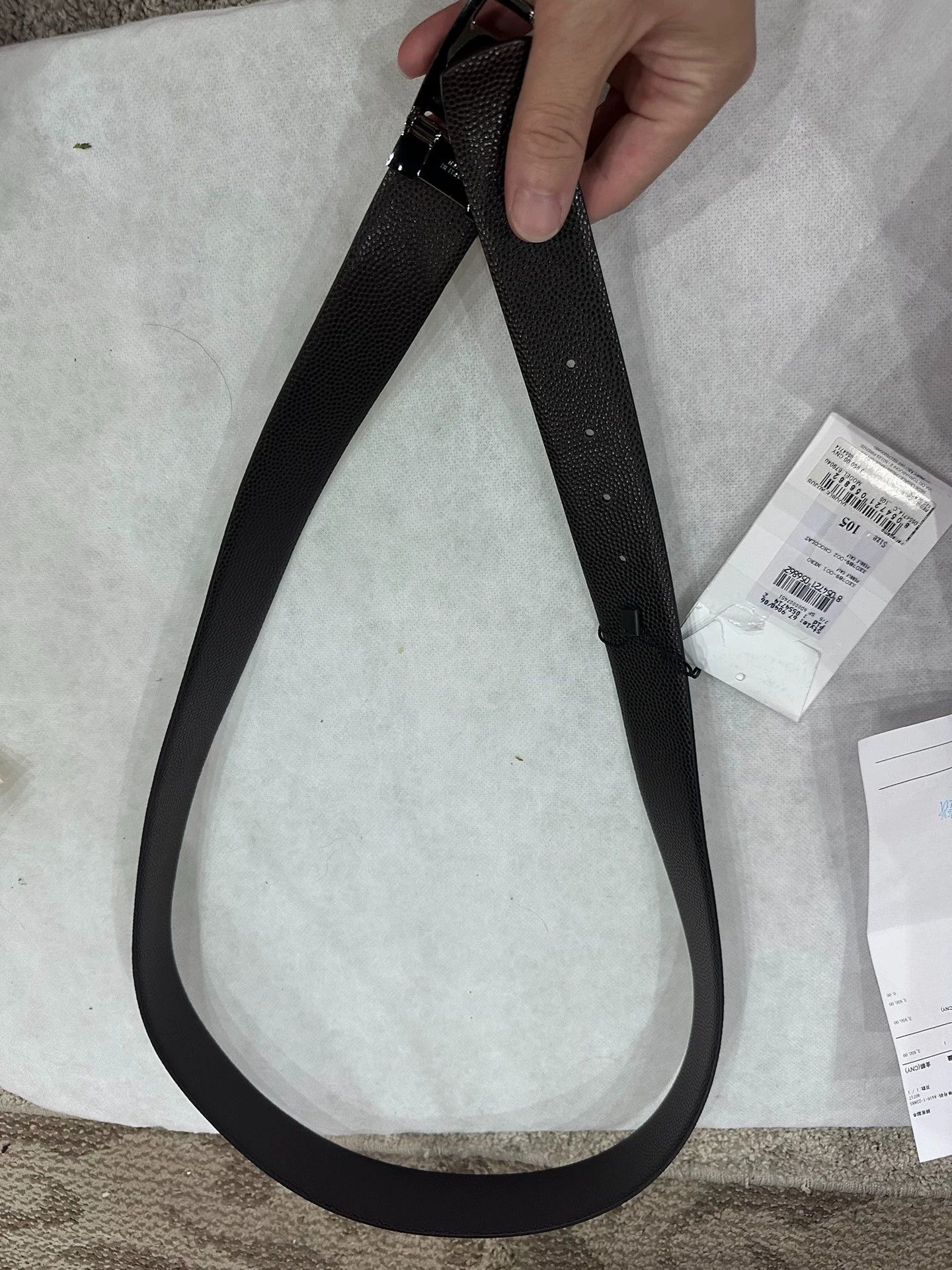 Salvatore Ferragamo Ferragamo Black/Brown Caviar Square Buckle Belt 3.4cm 105cm Size ONE SIZE - 7 Thumbnail