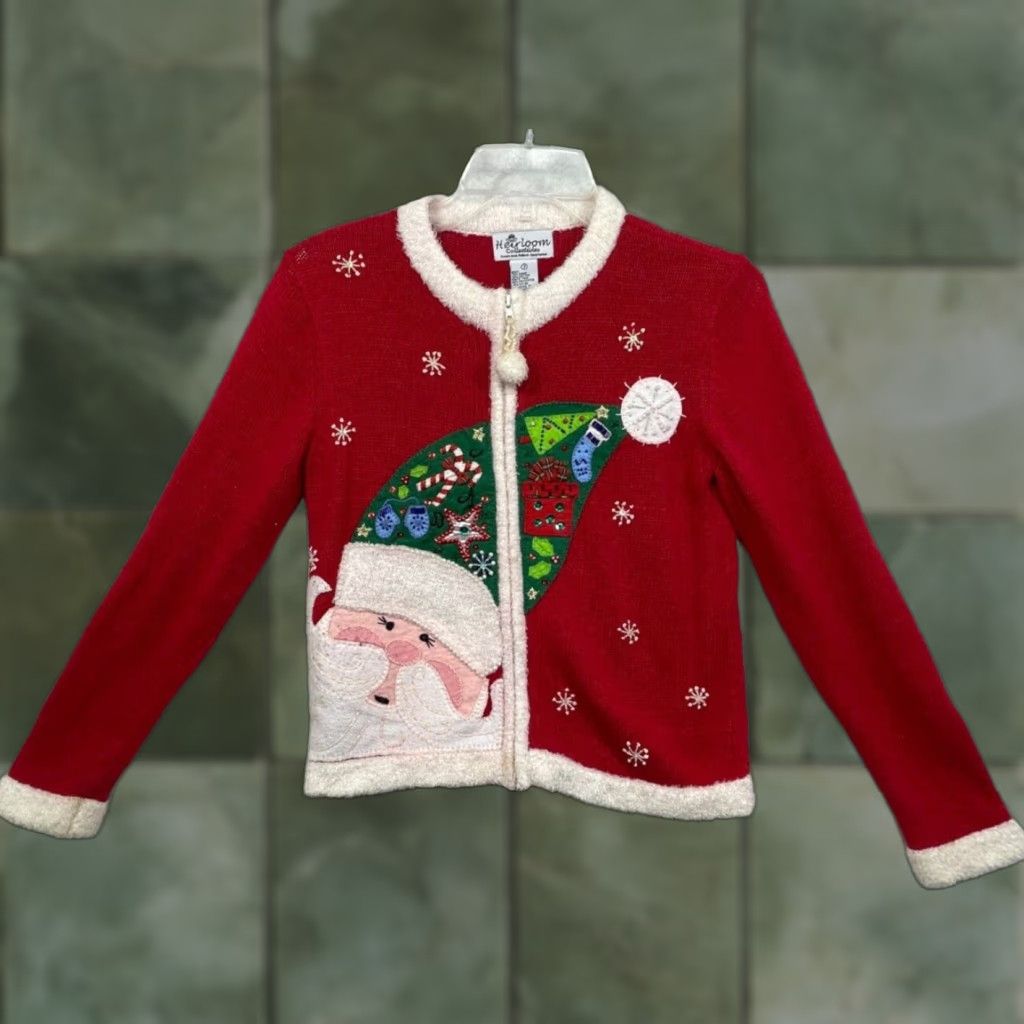 Vintage VINTAGE Heirloom Collectibles Ugly Christmas Sweater Womens 7 Santa Red Ramie and cotton Long Sleeve Christmas Knit Sweater Womens 7 Santa Size M / US 6-8 / IT 42-44 - 1 Thumbnail