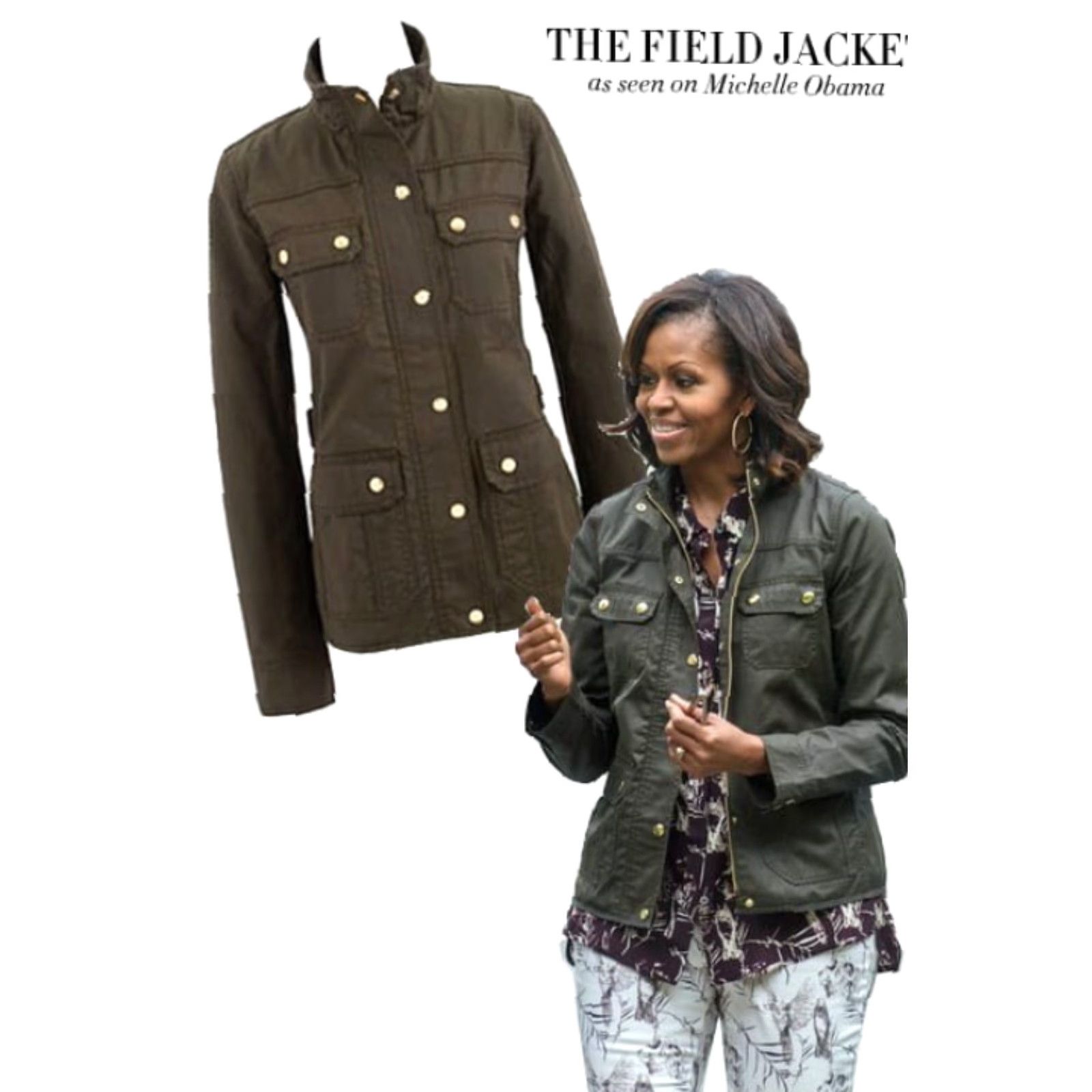 J.Crew J.CREW Women's Jacket S Black Waxed Canvas High Collar Military Jacket Storm ASO Waxed Size S / US 4 / IT 40 - 8 Thumbnail