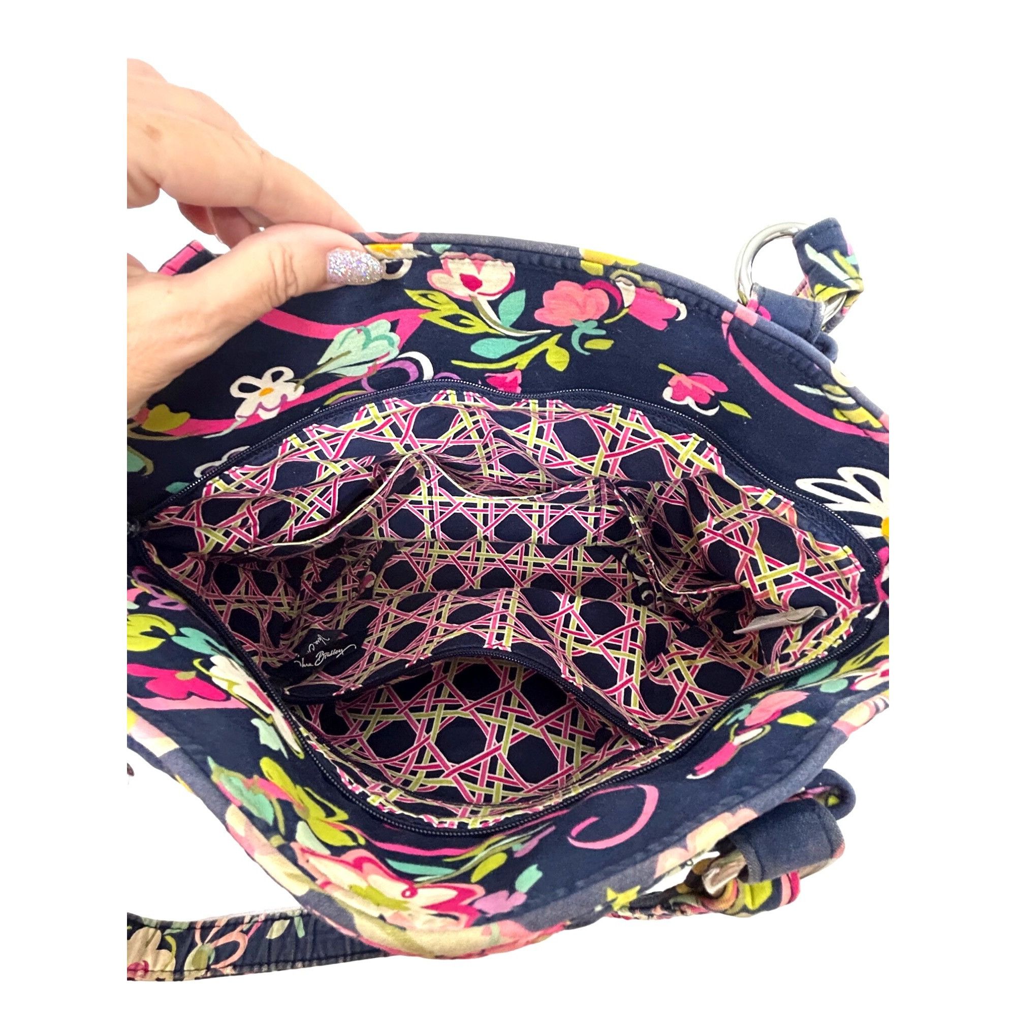 Vera Bradley Vera Bradley Tote Bag Cancer Awareness 2 Straps Navy Multi F Size ONE SIZE - 7 Thumbnail