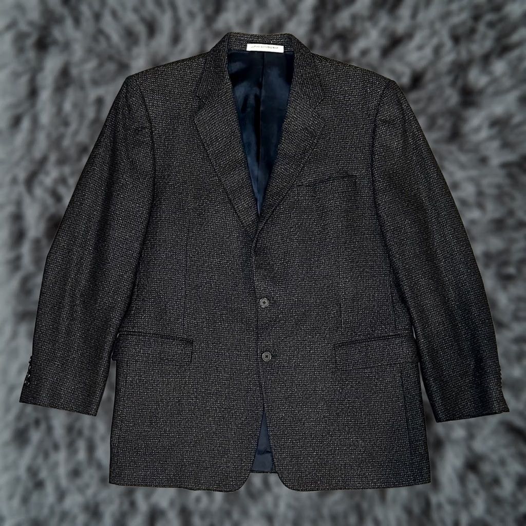 Vintage VINTAGE Hickey Freeman Blazer 2 Piece 44R Brown Lambswool Cashmere Navy Brown Mens Size 44R - 1 Thumbnail