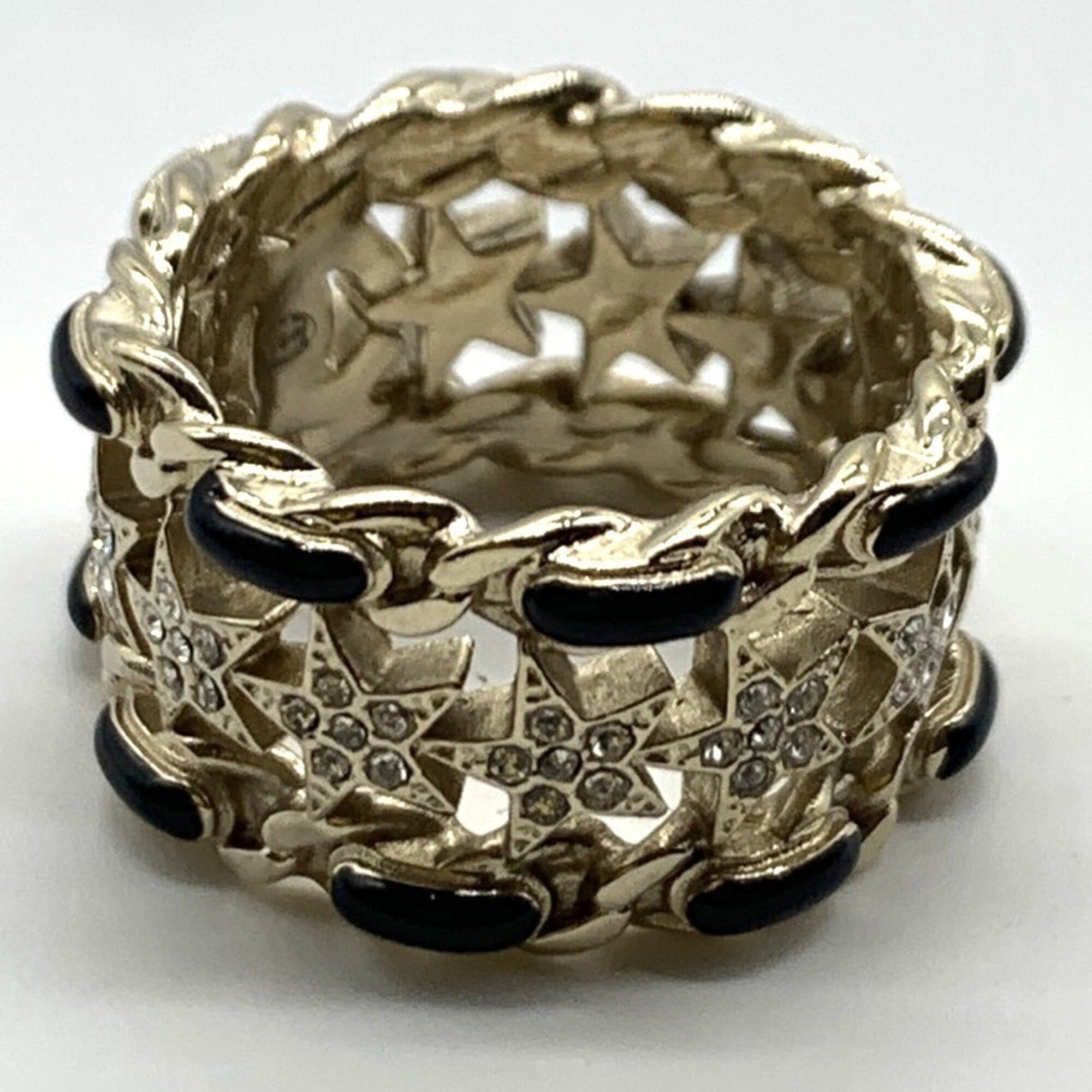 Chanel Chanel Coco Mark Star Ring, B23, Rhinestone, Metal, Gold, Size 12 (CHANEL) Size ONE SIZE - 1 Thumbnail