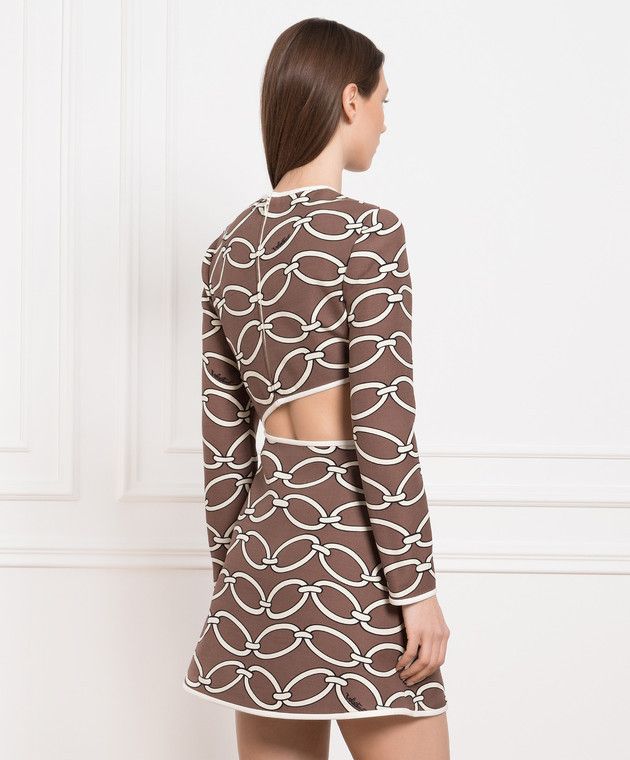 Valentino o1y0326 Mini Dress in Brown/White Size M / US 6-8 / IT 42-44 - 4 Thumbnail