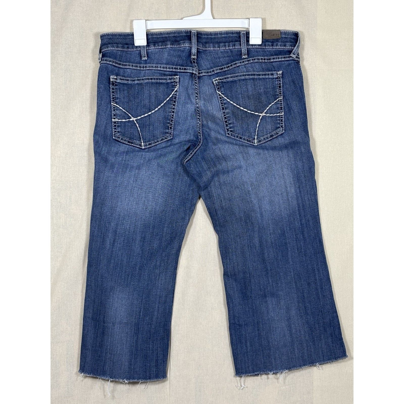 Ariat Women’s Ariat Denim Jeans Size 33R Blue Cropped Frayed Hem Size 33" - 2 Thumbnail