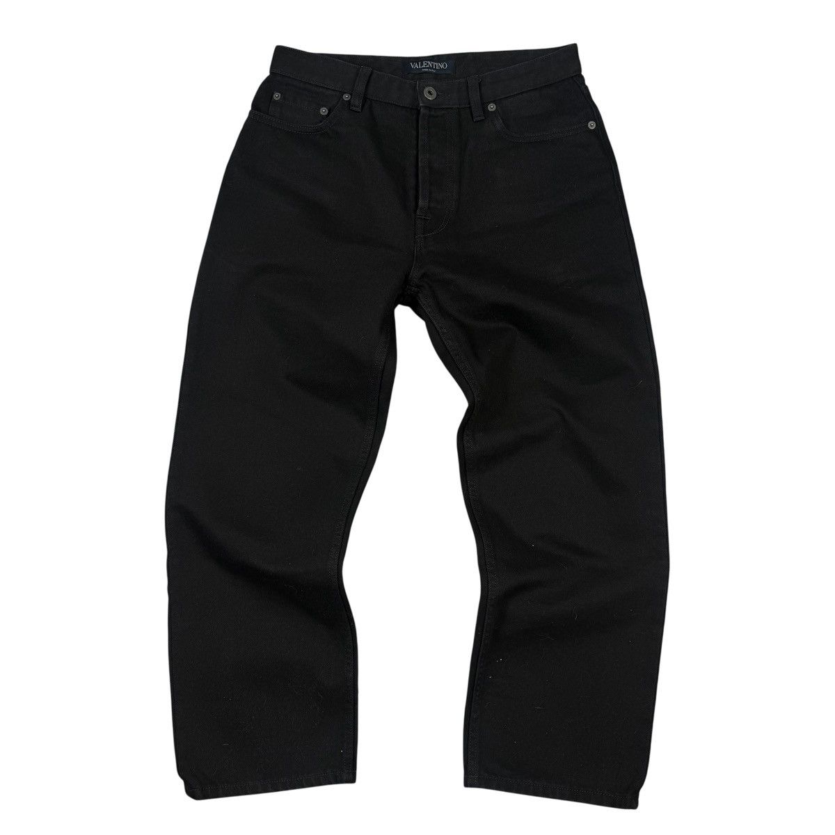 Valentino Valentino VLTN Logo Print Washed Denim Black Straight Jeans Size US 30 / EU 46 - 4 Thumbnail
