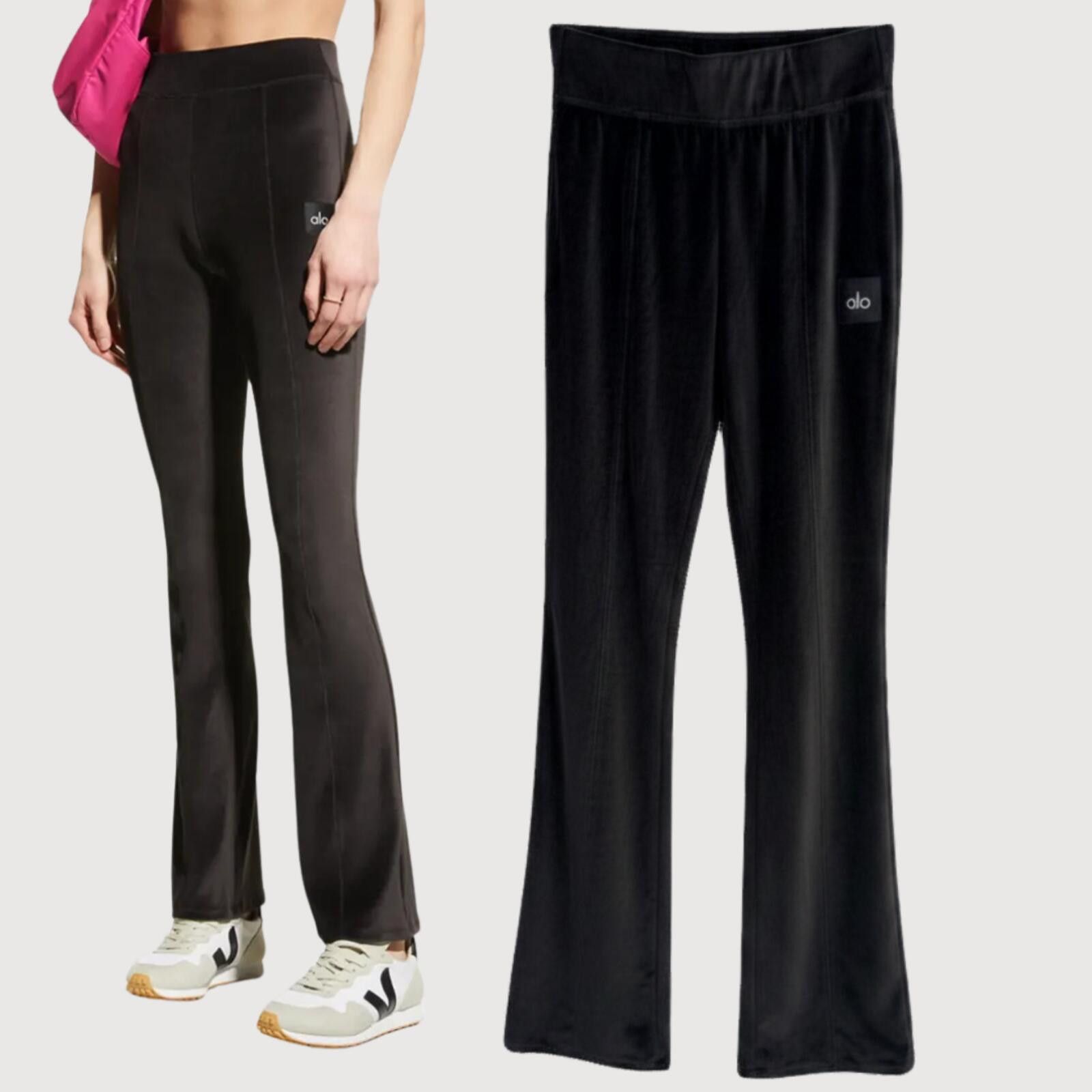 Other Alo Yoga Velour Flare Pants Black XS Size 26" / US 2 / IT 38 - 1 Thumbnail