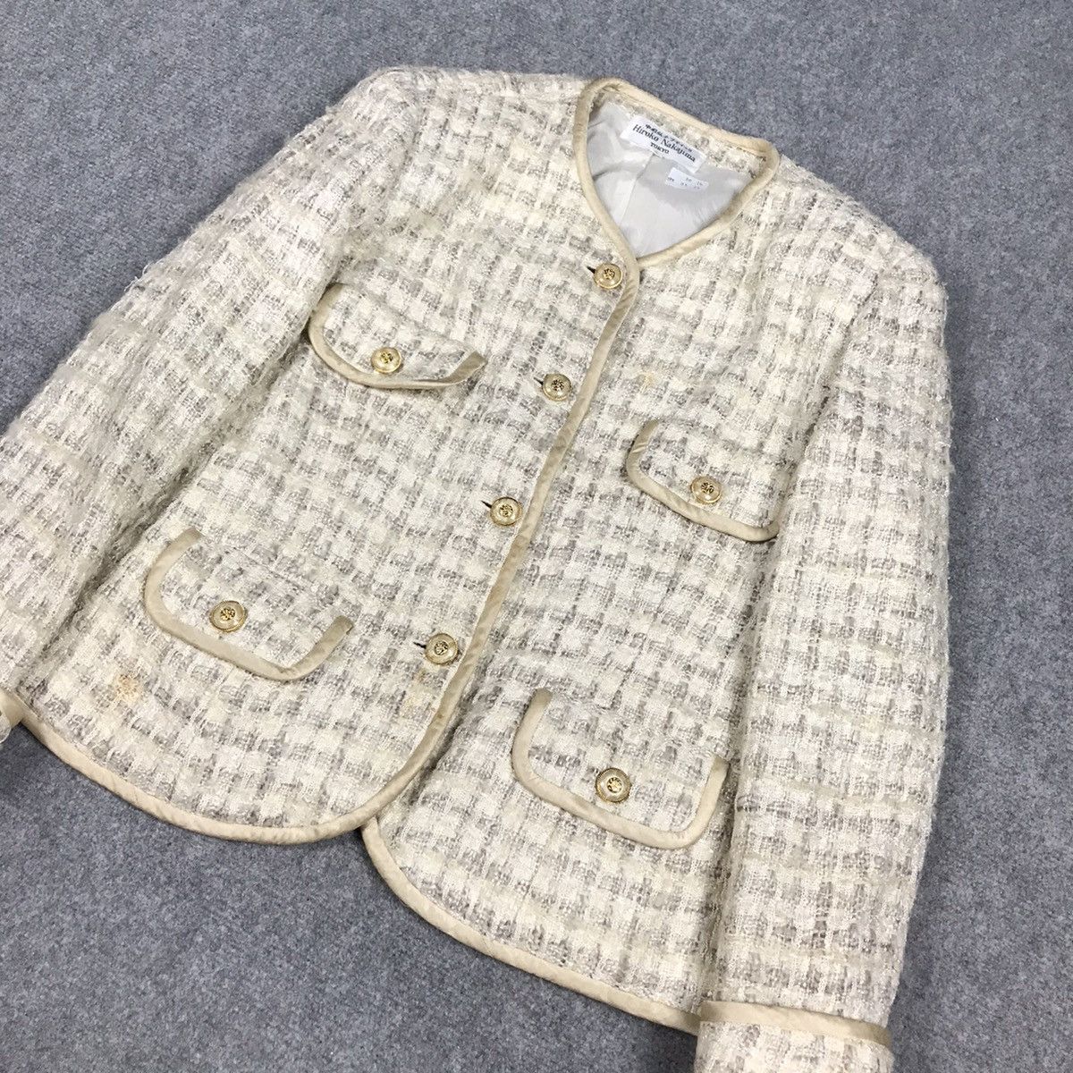 Japanese Brand HIROKO NAKAJIMA JAPAN TWEED COAT JACKET Size S / US 4 / IT 40 - 4 Thumbnail