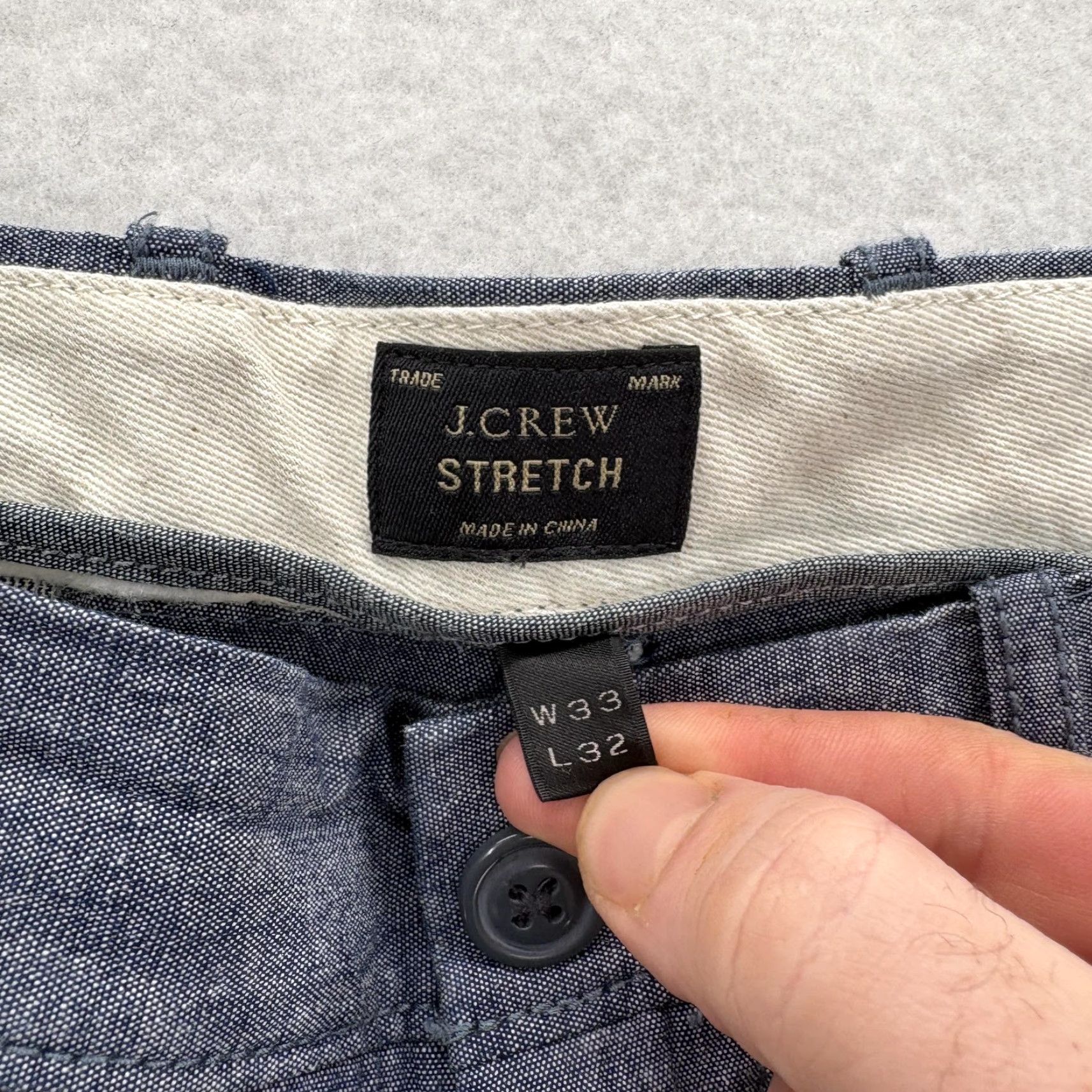J.Crew VINTAGE J.CREW 770 Pants Mens 33x32 Blue Stretch Chambray Chino Straight Leg Preppy Camp Size US 33 - 4 Thumbnail