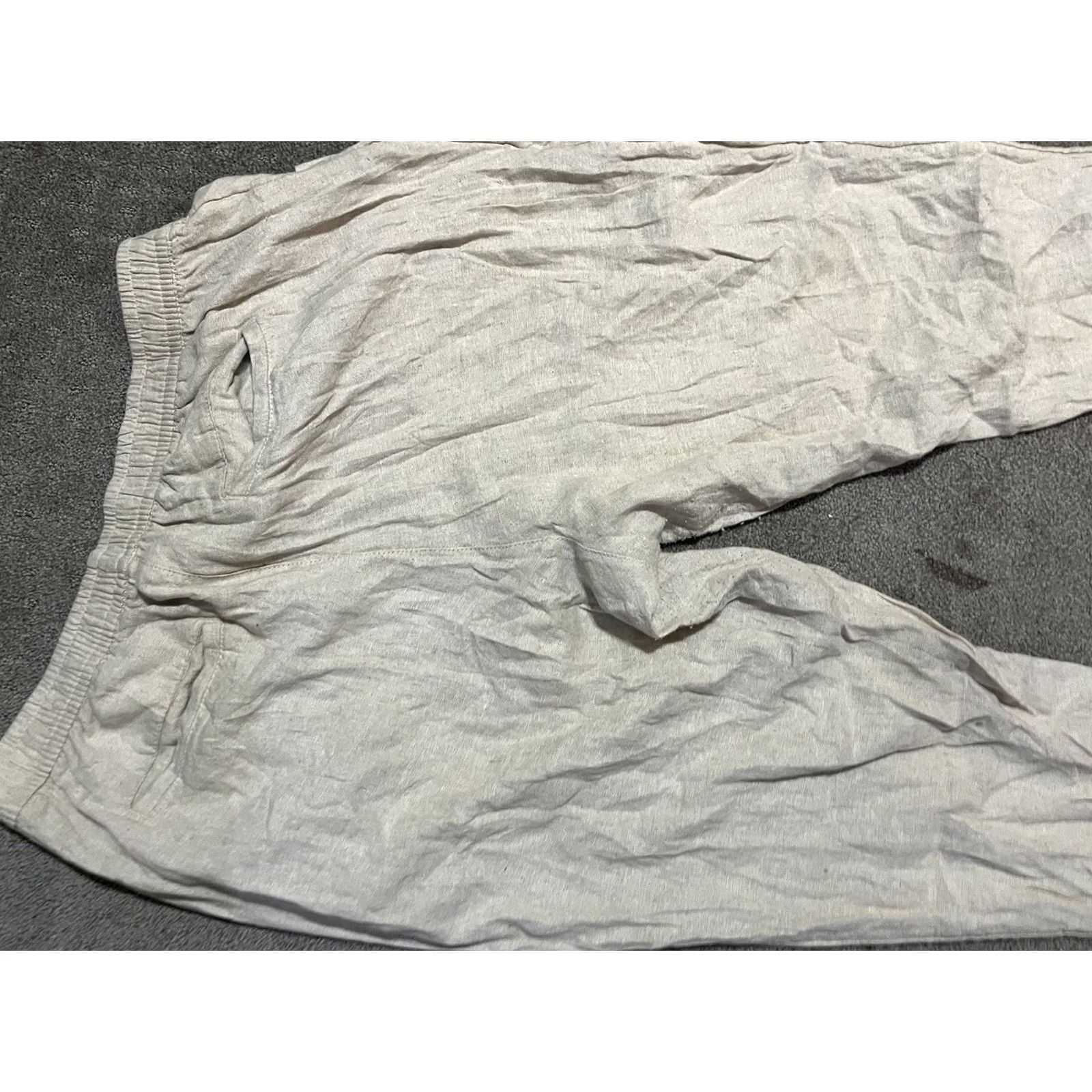 Old Navy Old Navy Pants Womens Large Beige Linen Blend Joggers Drawstring Elastic Cuffs Size 36" / US 14 / IT 50 - 4 Thumbnail