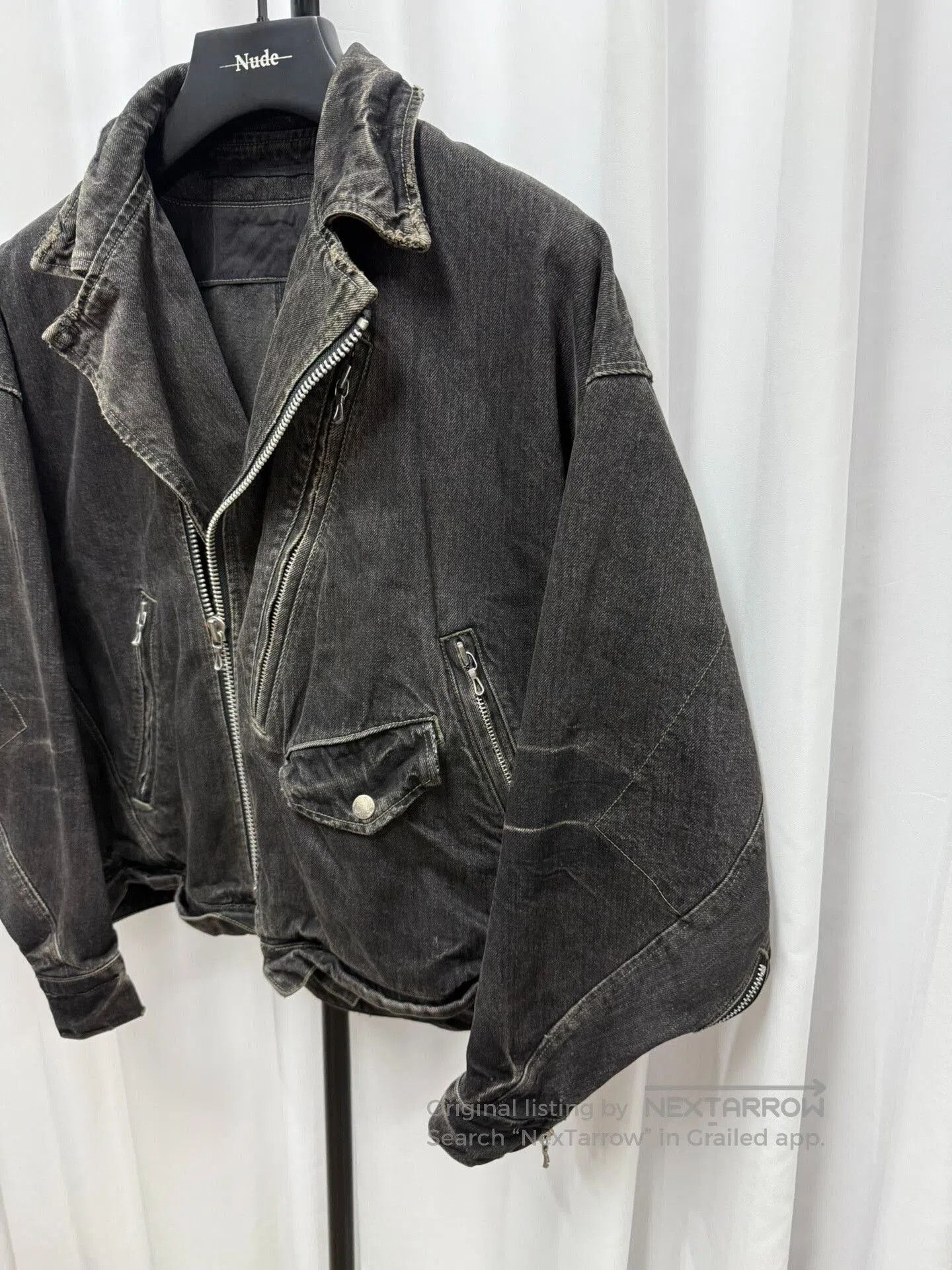 Japanese Brand distressed washed black denim jacket. Size US XL / EU 56 / 4 - 2 Thumbnail