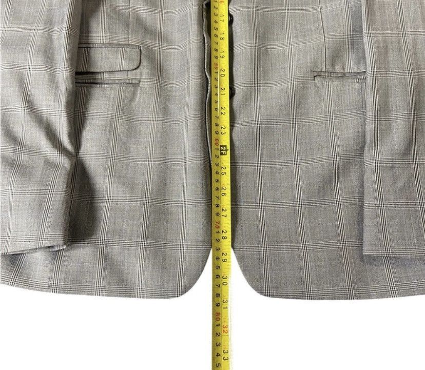 Designer Bespoke Men’s Check Blazer Peak Lapel Grey White Chest 39R Size 38R - 4 Thumbnail