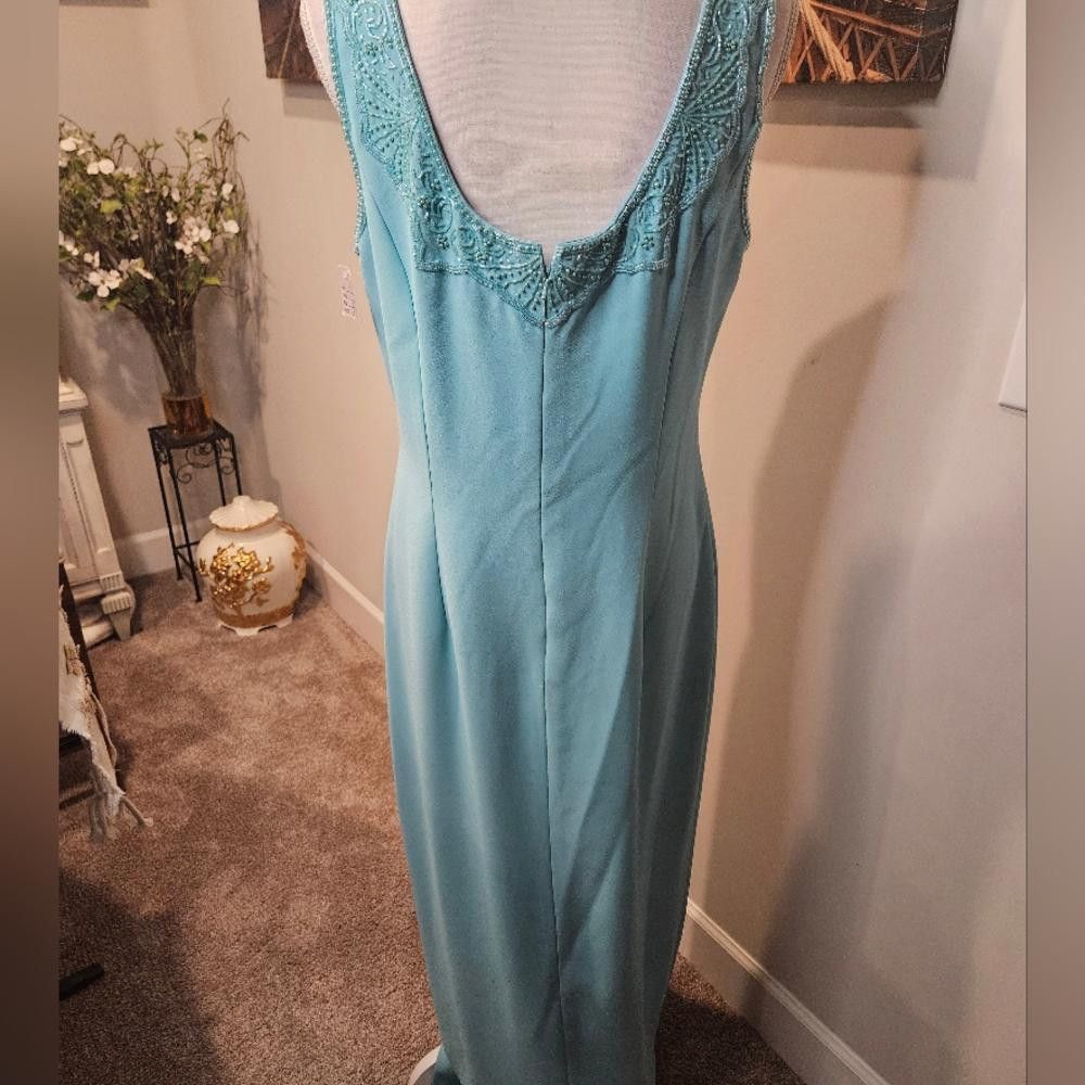 Designer Nwt Precious Formals Elegant Aqua Beaded Dress Size XXL / US 16-18 / IT 52-54 - 4 Thumbnail