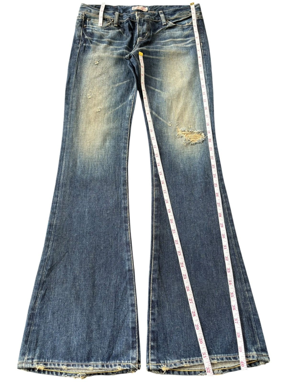 MOUSSY Vintage Japanese Moussy Rusty Wash Distress Flare Jeans Size 30" / US 8 / IT 44 - 7 Thumbnail