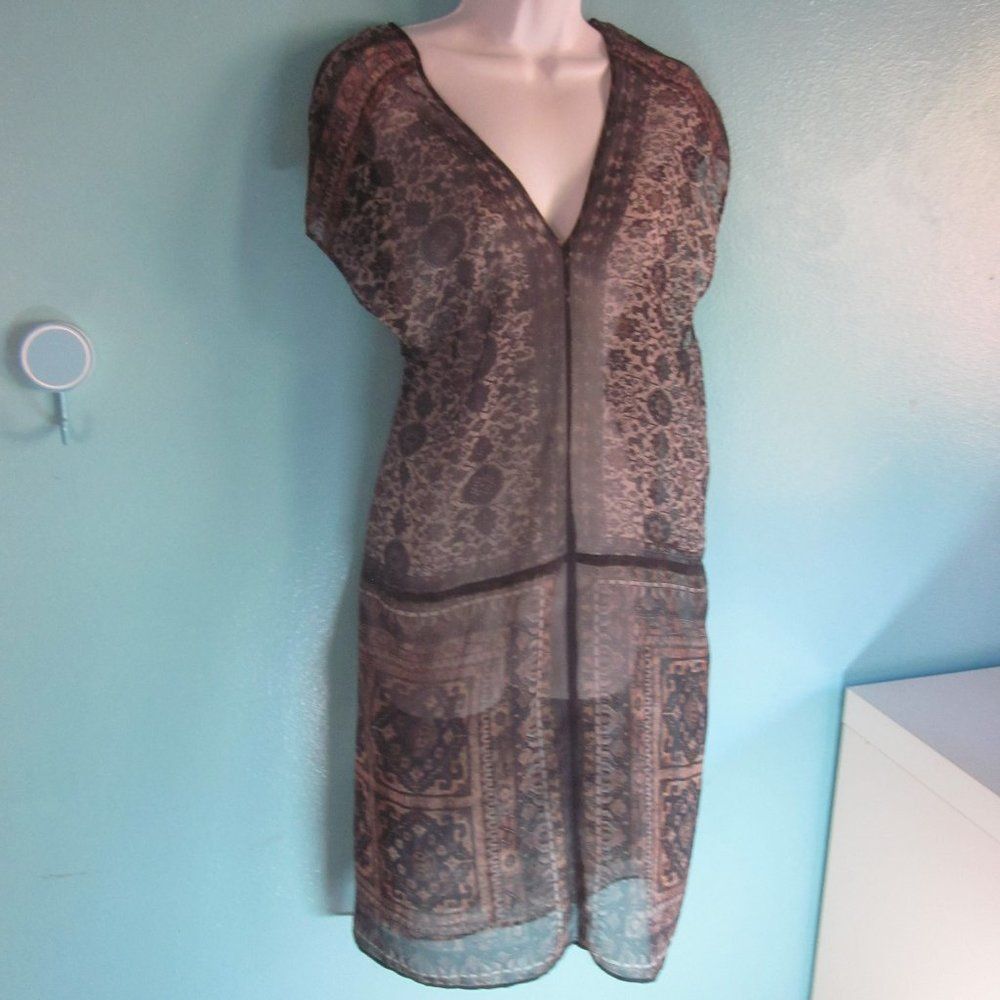 Rozae Nichols RN'ovate Sheer BOHO Sleeveless Shift Dress