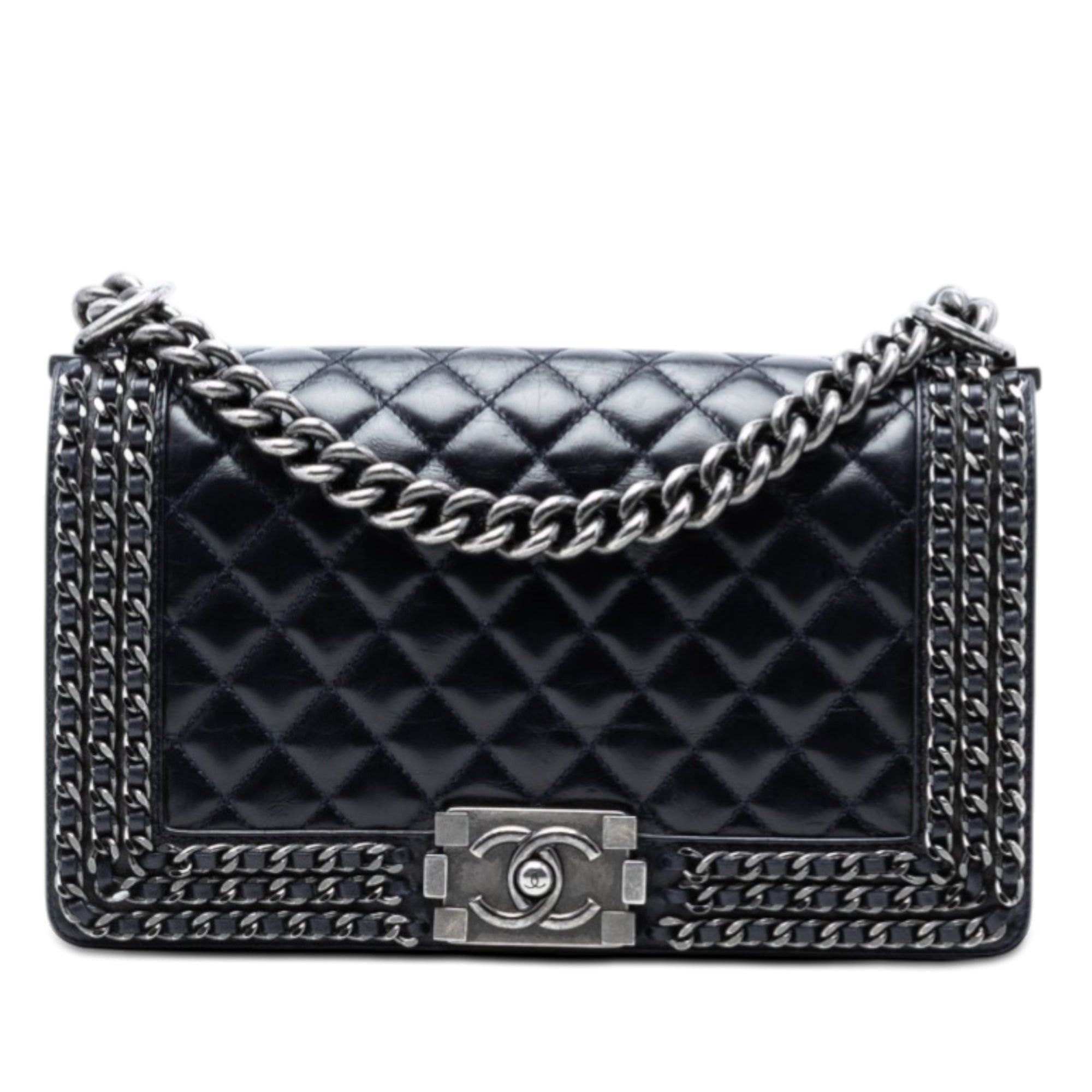 Chanel Old Medium Quilted Glazed Calfskin Chain Around Boy Flap Size ONE SIZE - 1 Thumbnail
