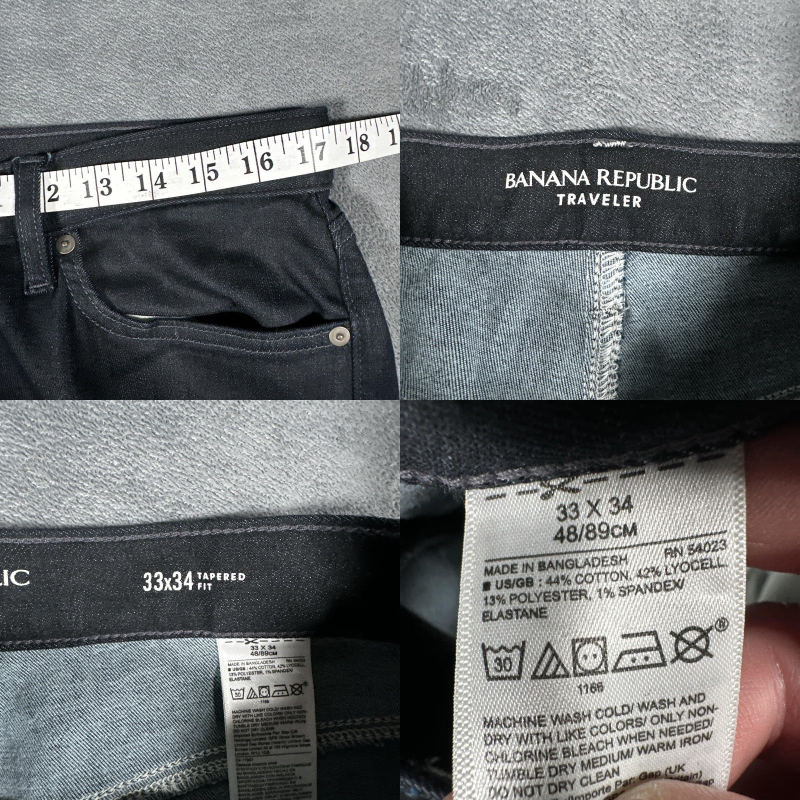 Banana Republic Banana Republic Traveler Jeans Mens 33x34 Blue Tapered Fit Stretch Denim Pants Size US 33 - 8 Thumbnail