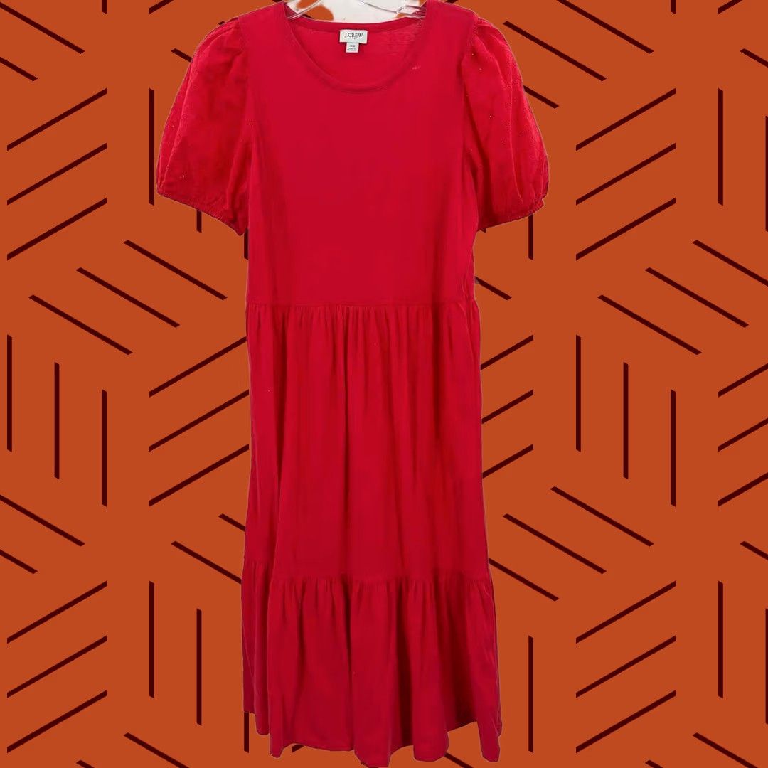 Vintage J Crew Midi Dress Size XS Red Long Sleeve Pre-Owned Size XS / US 0-2 / IT 36-38 - 1 Thumbnail