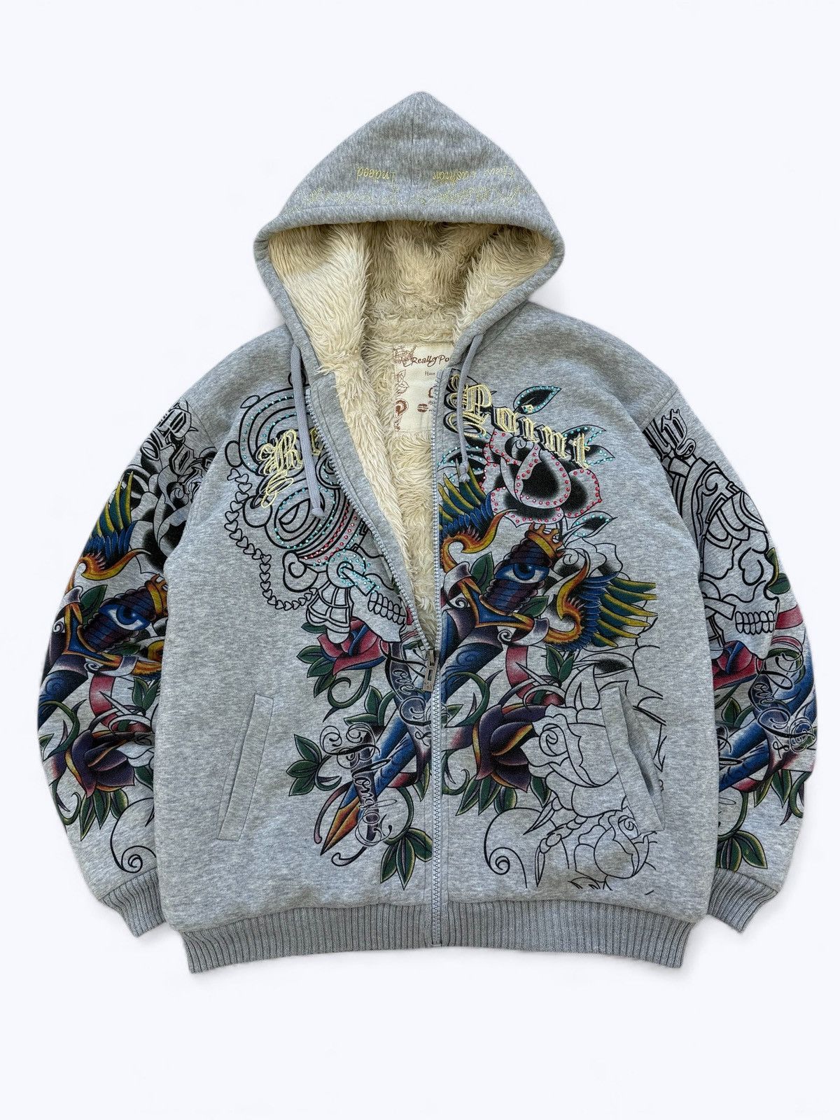 Ed Hardy Vintage Y2K Really Point Ed Hardy Style Zip Hoodie Size US XL / EU 56 / 4 - 6 Thumbnail