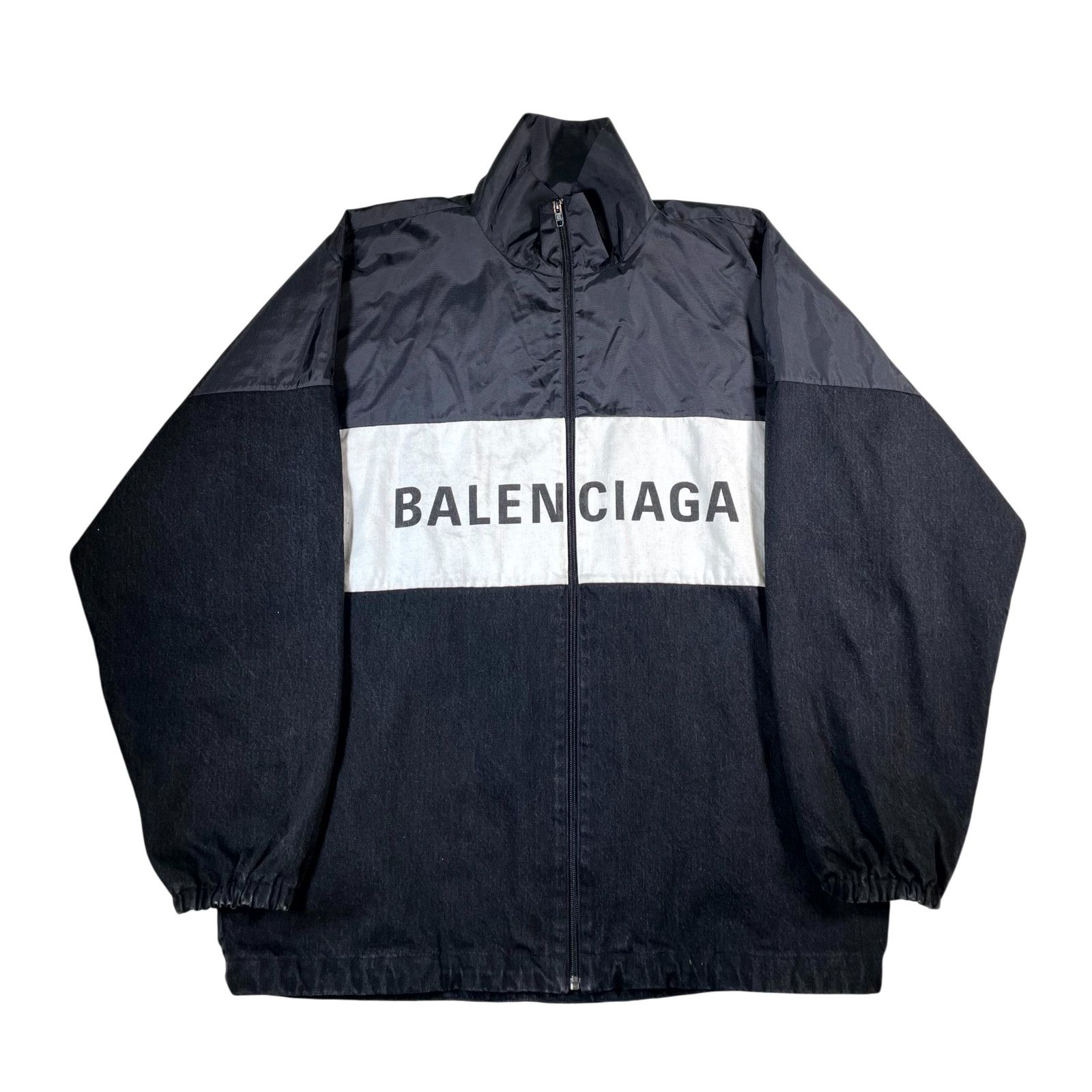 Balenciaga Balenciaga Denim Nylon Black & White Track Jacket Size US XL / EU 56 / 4 - 1 Thumbnail