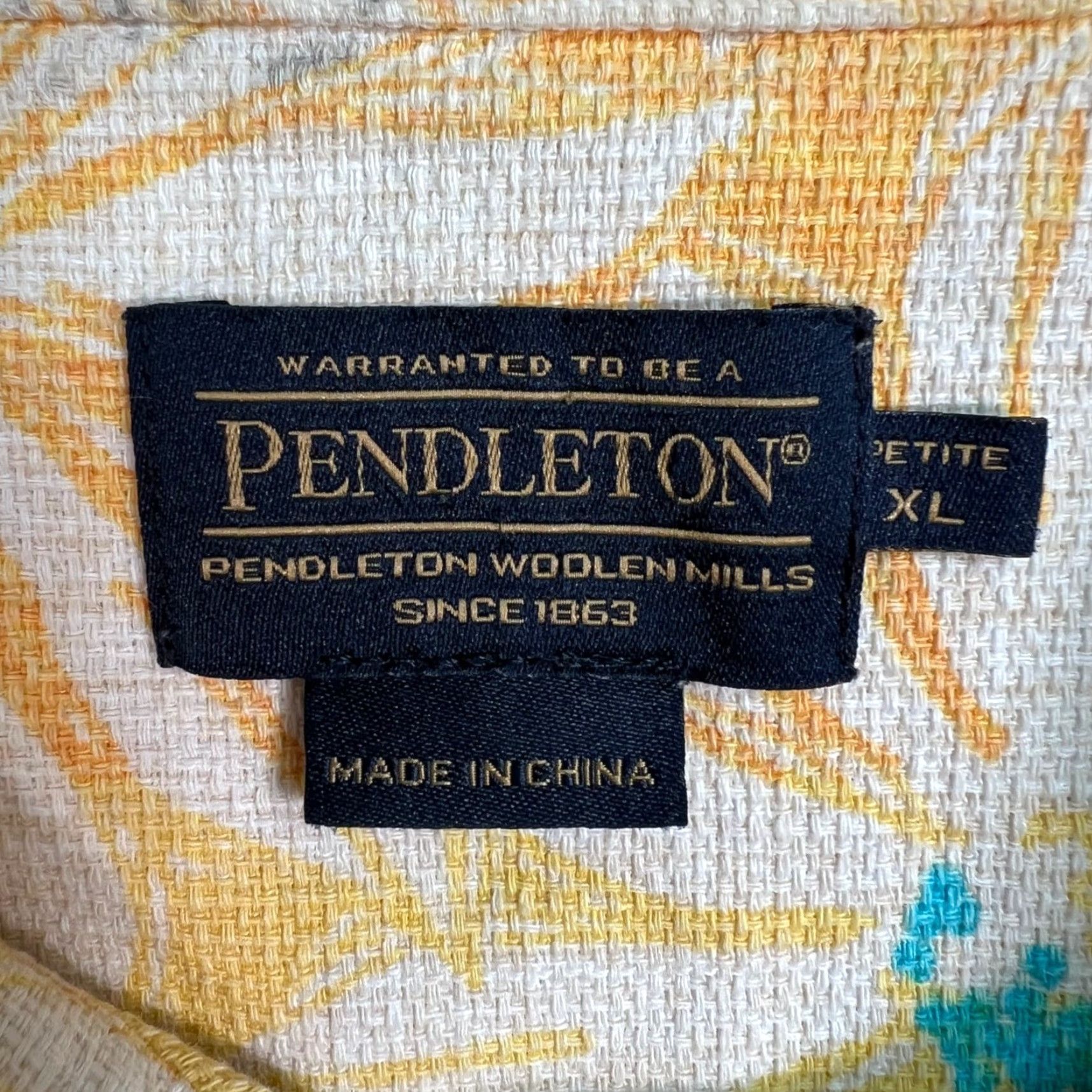 Pendleton Pendleton Womens XL Petite Floral Button-Up Jacket Yellow & White Cotton Size XL / US 12-14 / IT 48-50 - 3 Thumbnail