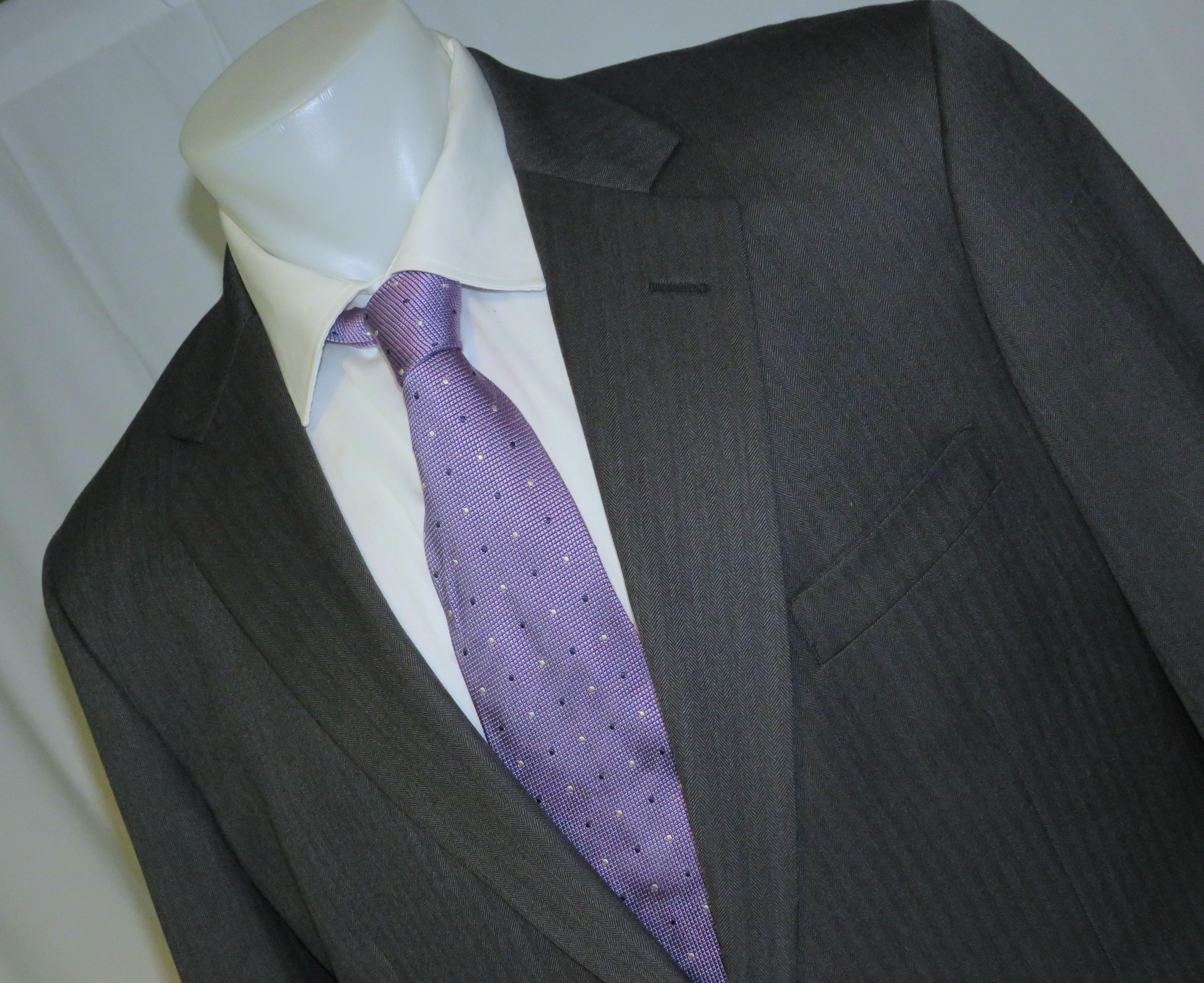 Brooks Brothers 1818 Madison Saxxon Gray Herringbone Two Button Suit 46XL Size 46L - 6 Thumbnail