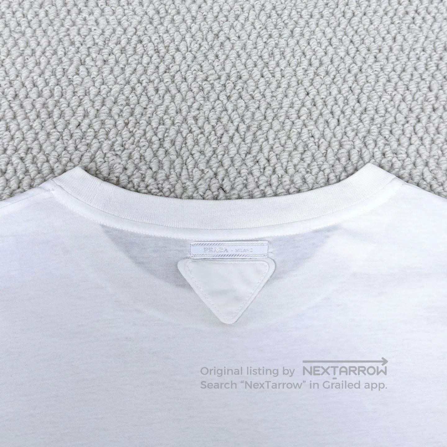 Prada Prada White Back Embossed Patch Triangle Logo Short Sleeve Size US XL / EU 56 / 4 - 4 Thumbnail