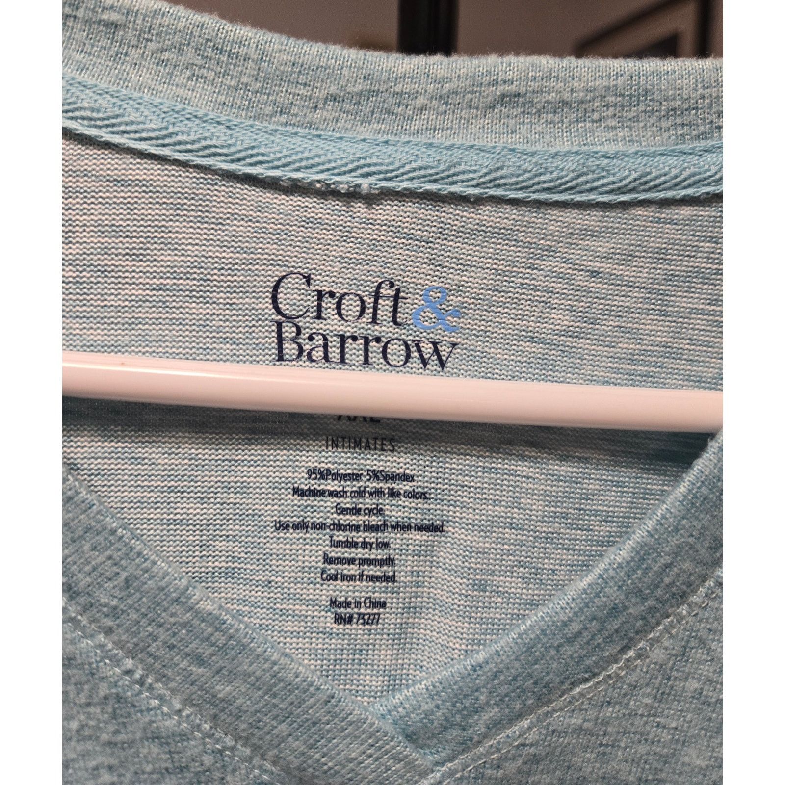 Croft & Barrow Croft & Barrow XXL Light Blue Marl V-Neck Pocket Tee Soft Size XXL / US 16-18 / IT 52-54 - 2 Thumbnail
