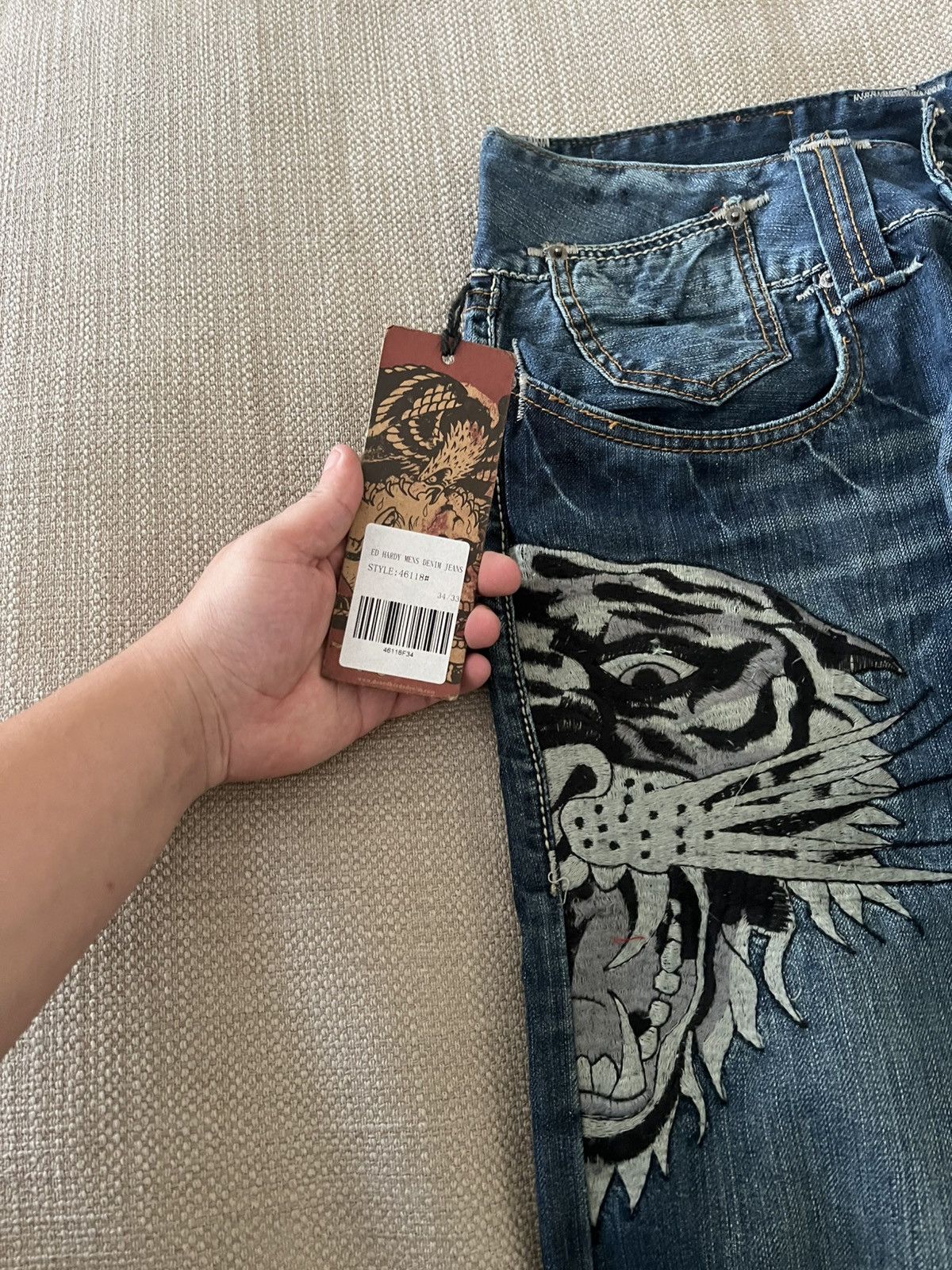 Ed Hardy Vintage Ed Hardy Tiger Denim Jeans Y2K by Christian Audigier Size US 34 / EU 50 - 15 Thumbnail