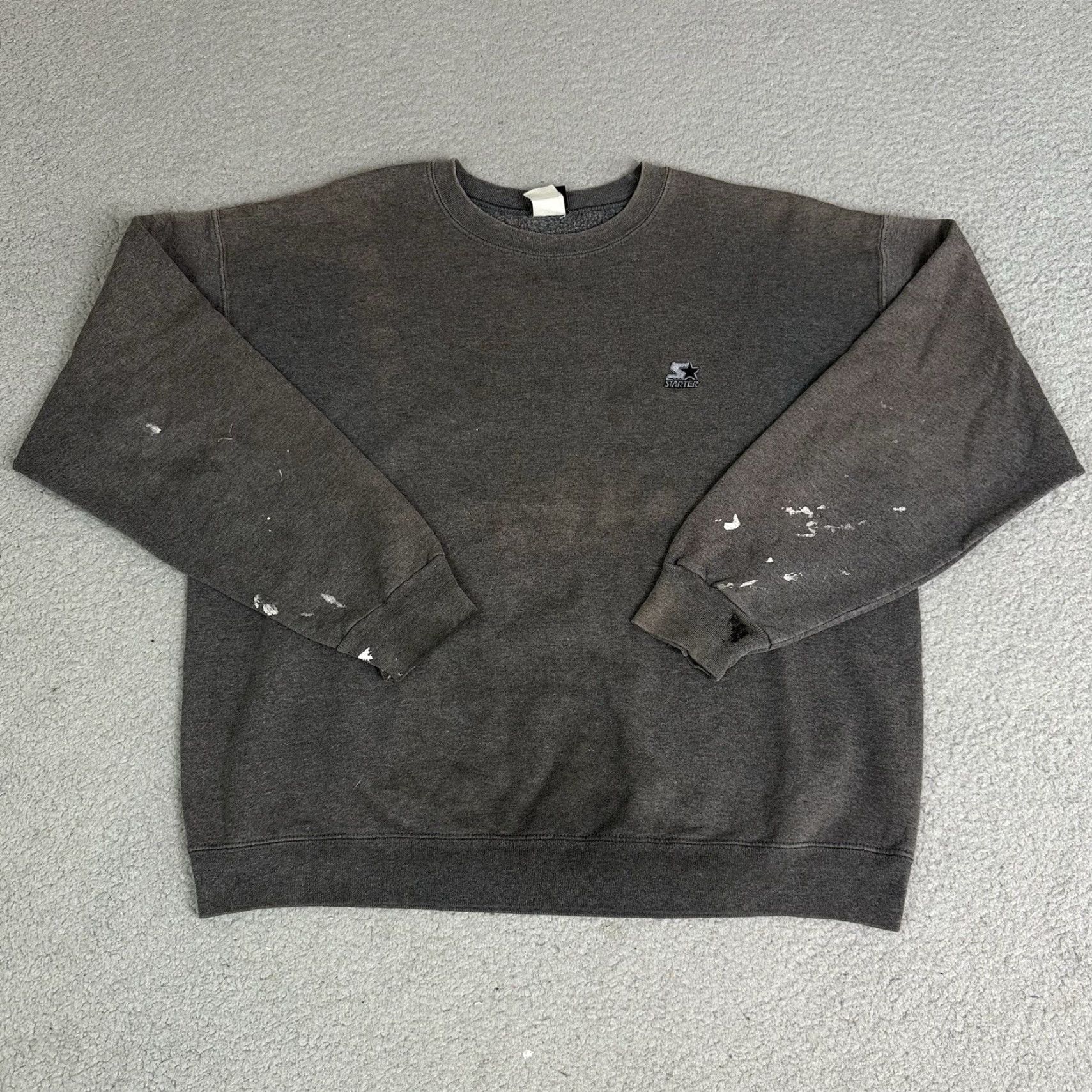 Starter VINTAGE Starter Sweatshirt Mens L Gray Distressed Sun Faded Boxy Thrashed 90s Hip Hop Size US L / EU 52-54 / 3 - 2 Thumbnail