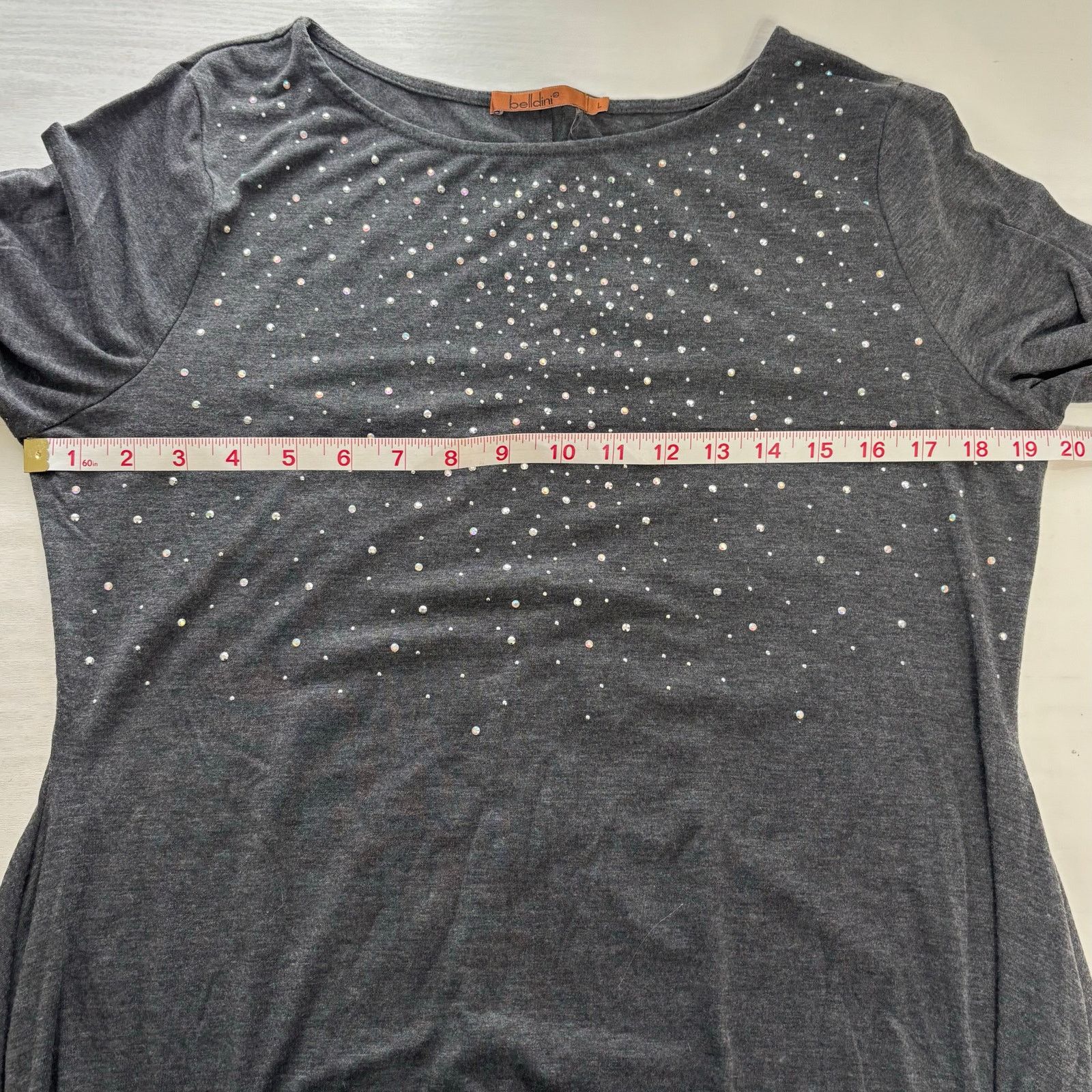 Other Belldini Gray Embellished Tunic Top Rhinestone 3/4 Sleeve Size L / US 10 / IT 46 - 5 Thumbnail