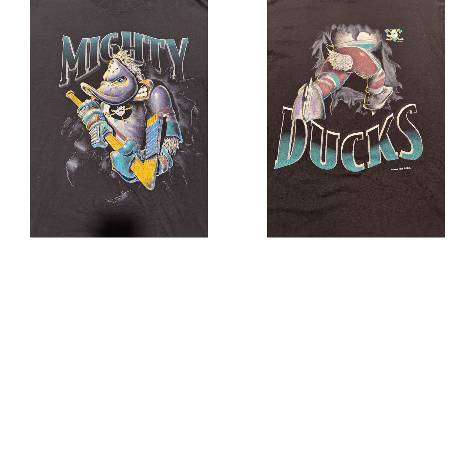 Nutmeg VINTAGE Mighty Ducks T Shirt XL Nutmeg Mills NHL Hockey Double-Sided Graphic 90s Mens Black Cotton Adult XL T-Shirt Size US XL / EU 56 / 4 - 9 Thumbnail