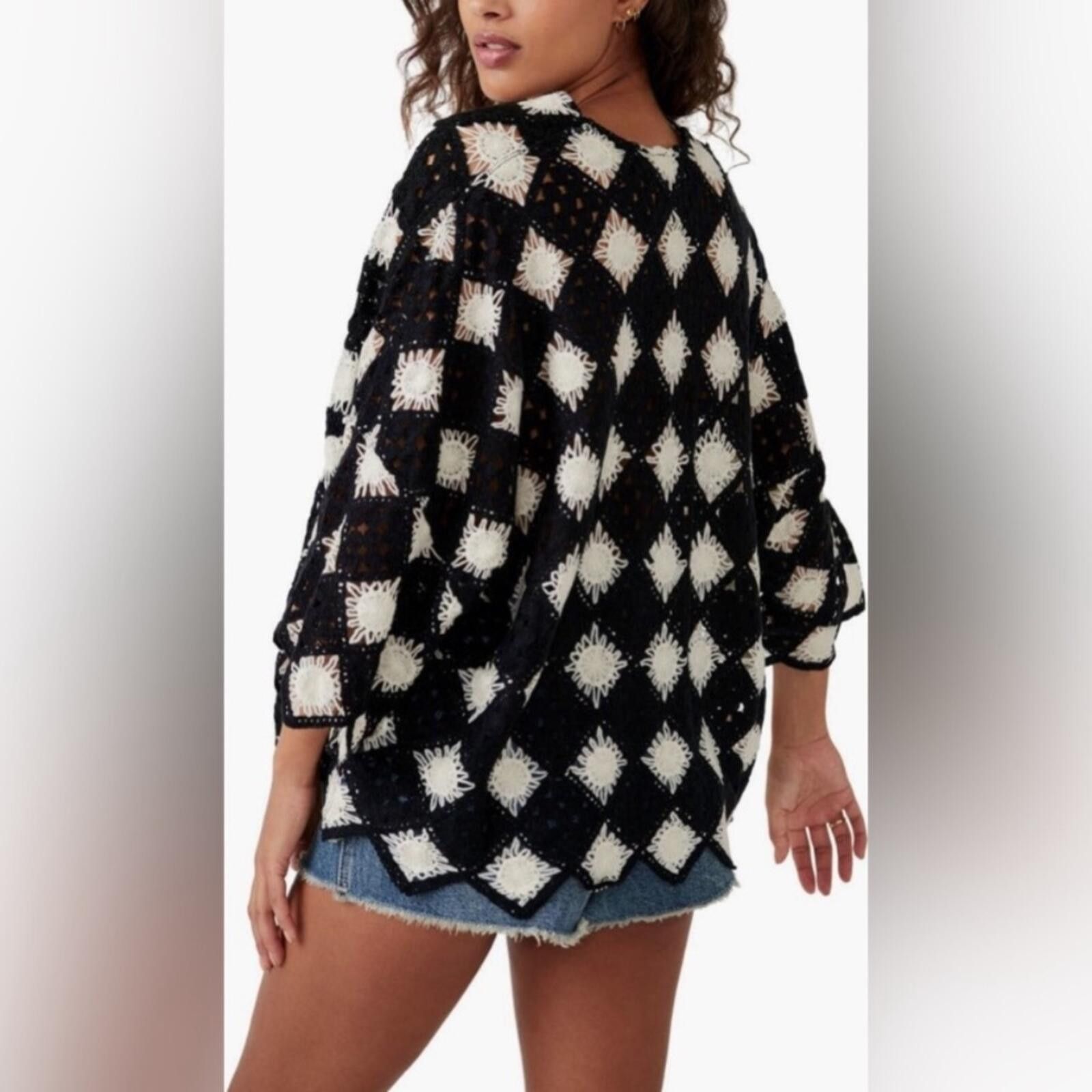 Free People Free People Beach House Crochet Tee Size S / US 4 / IT 40 - 6 Thumbnail