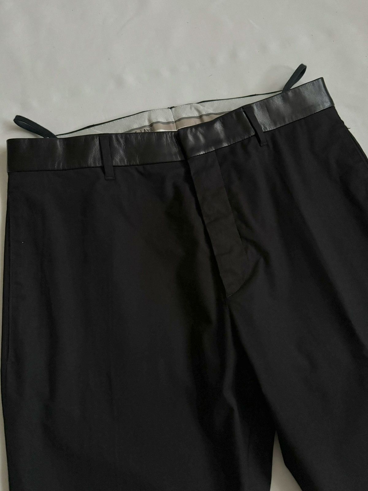 Helmut Lang 90’s Cotton Trouser with Leather Waistband Size 46R - 3 Thumbnail