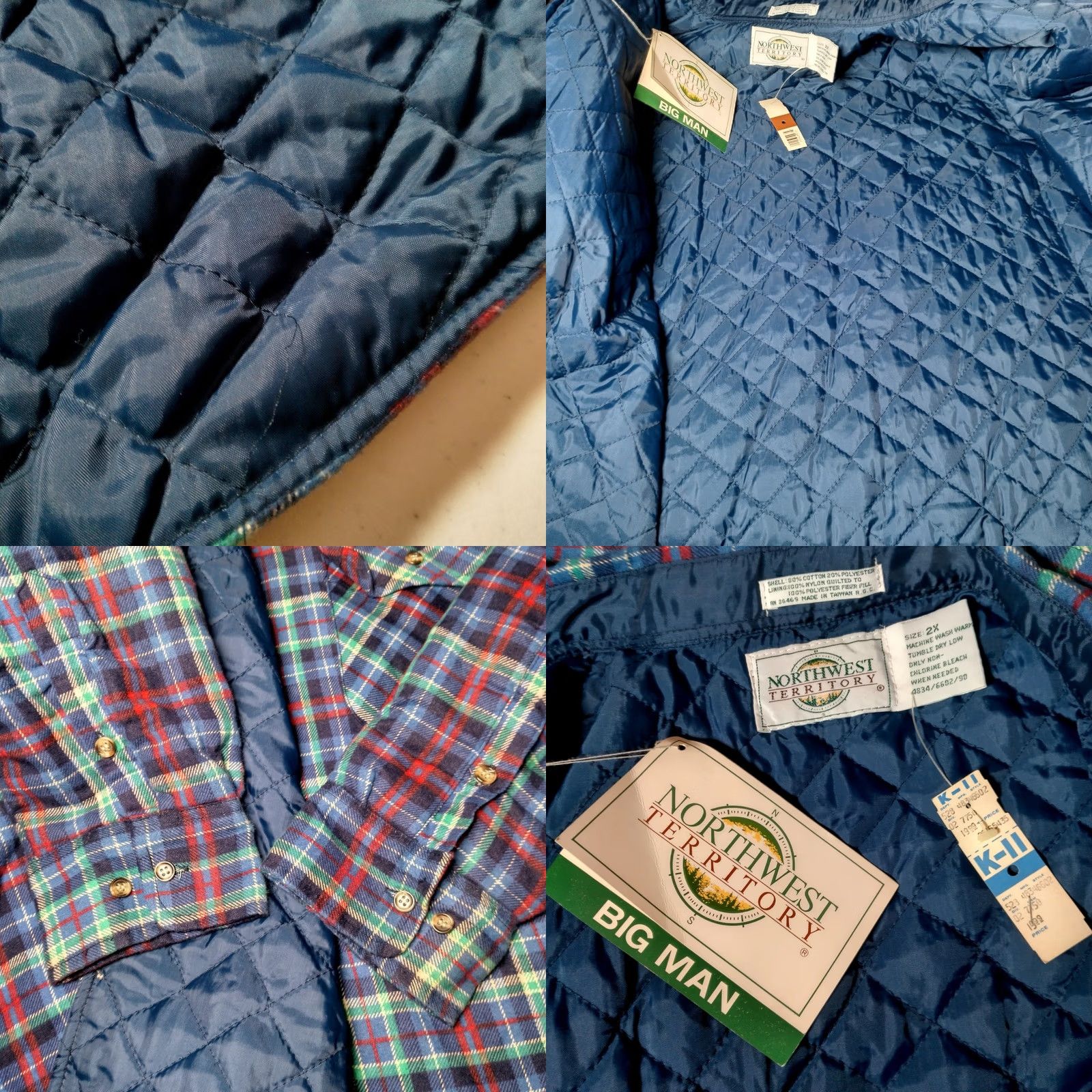 Vintage VINTAGE Northwest Territory Flannel Shirt Jacket Men 2X Quilted Blue Plaid Work Shirt Jacket Quilted Insulated Pockets Button-Up Size US XXL / EU 58 / 5 - 8 Thumbnail