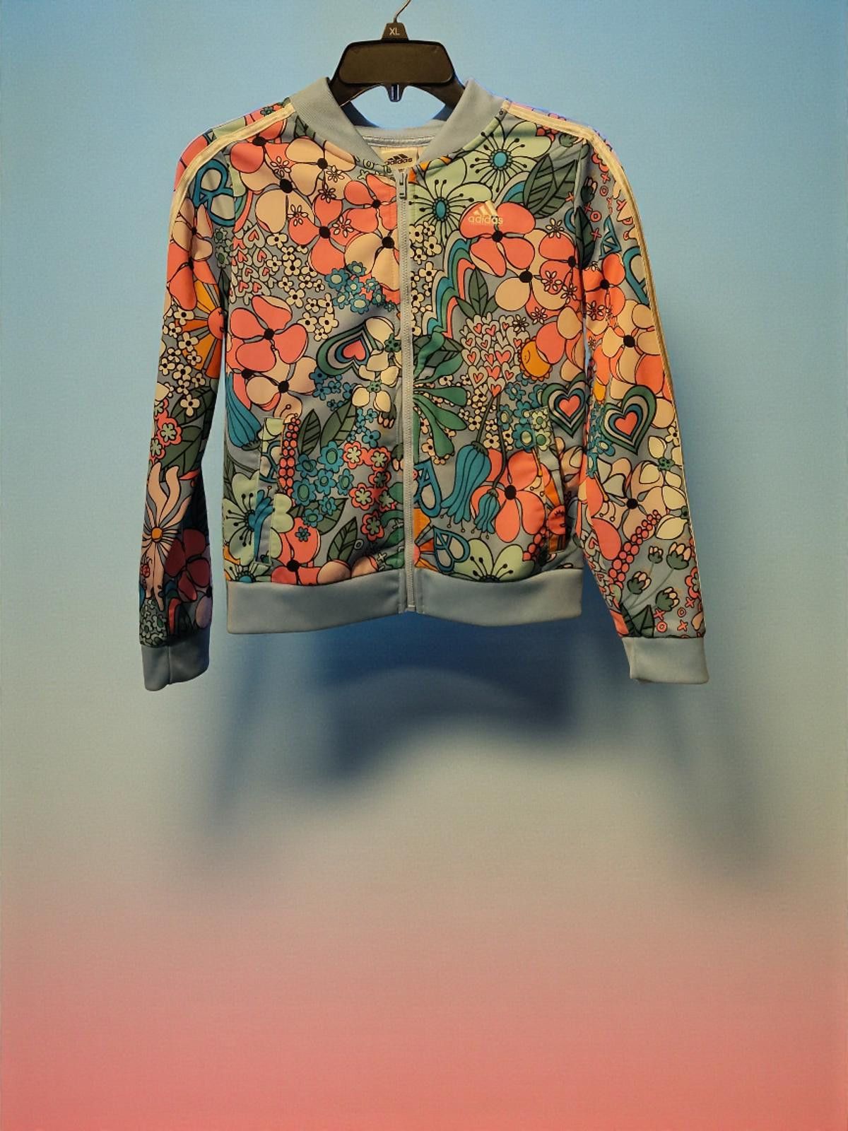 Adidas Adidas Girl's Floral Sweat Jacket Large (14) Size ONE SIZE - 3 Thumbnail