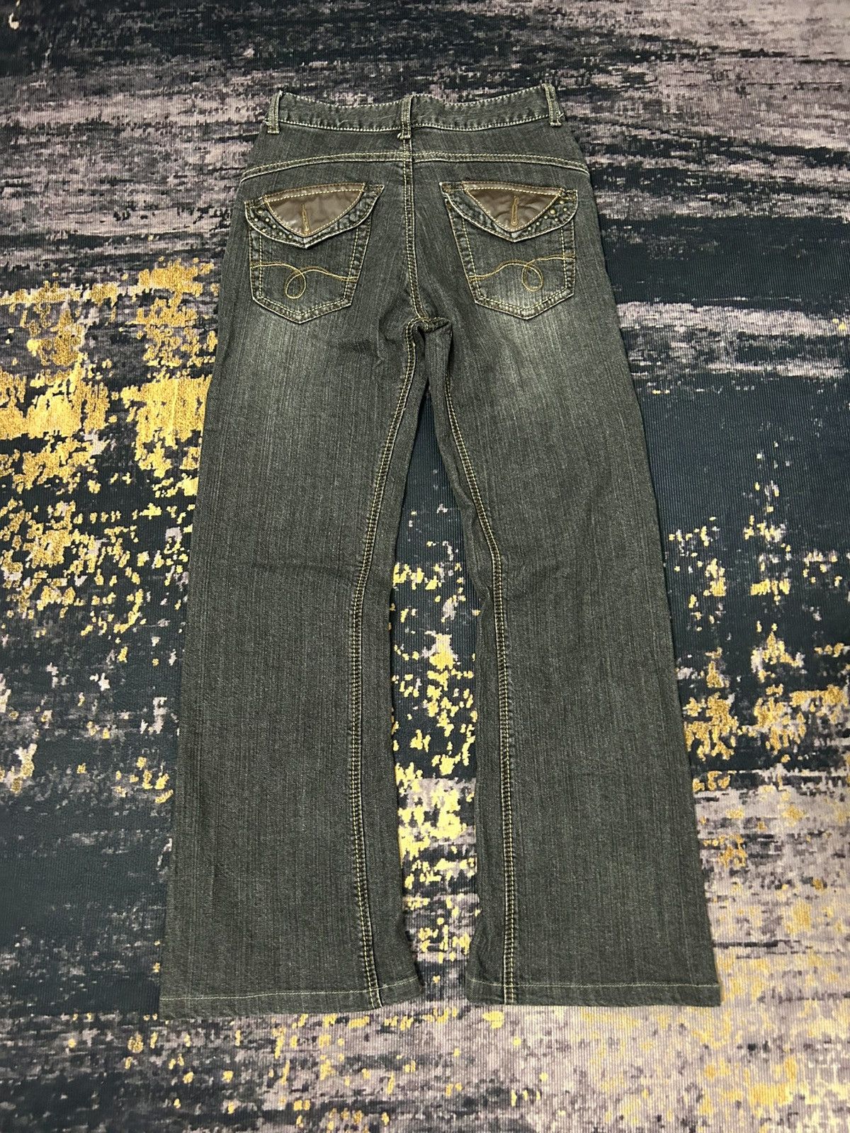 Japanese Brand 🔥🇯🇵 MASAKIMATSUSHIMA Japan Leather Pocket Flare Jeans Size US 27 - 6 Thumbnail
