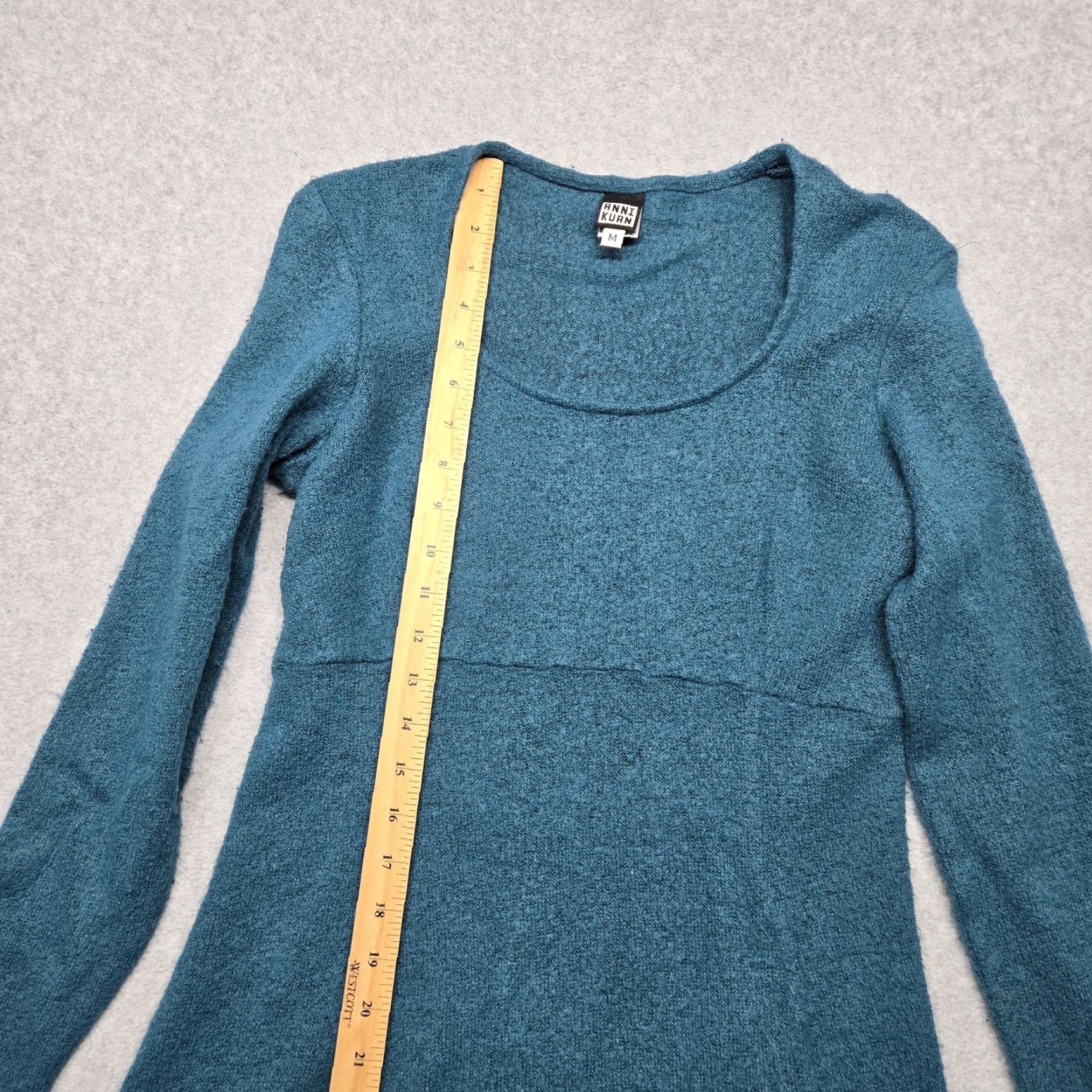 Ganni Anni Kuan Womens Medium Tunic Sweater Blue Scoop Neck Textured Knit Stretch Size M / US 6-8 / IT 42-44 - 7 Thumbnail