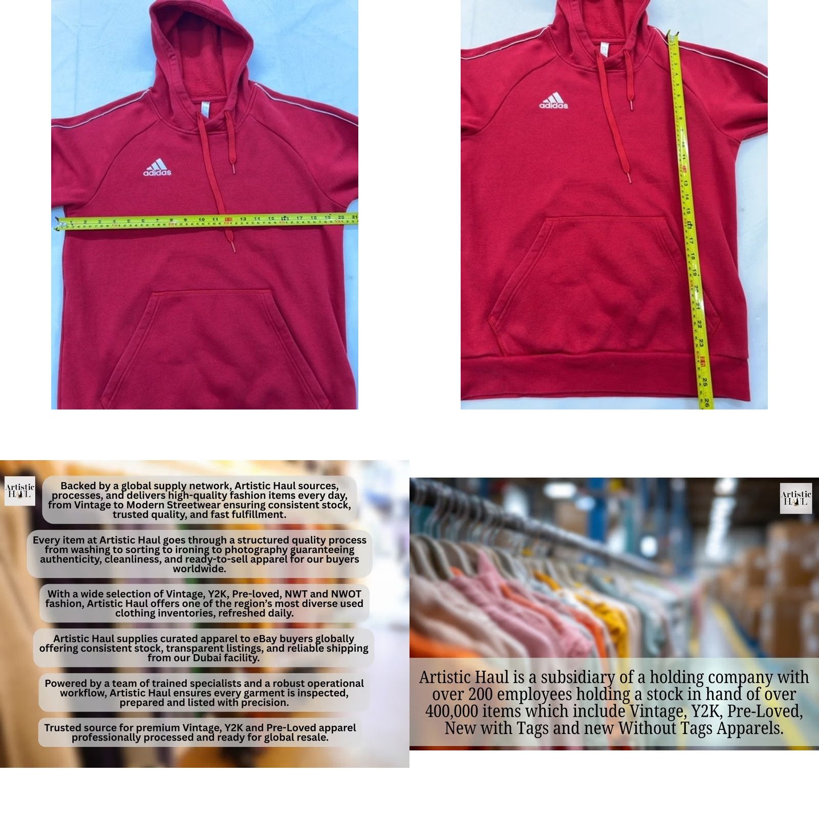 Adidas Adidas Men's Red Pullover Fleece Hoodie M Regular Drawstring Size US M / EU 48-50 / 2 - 8 Thumbnail