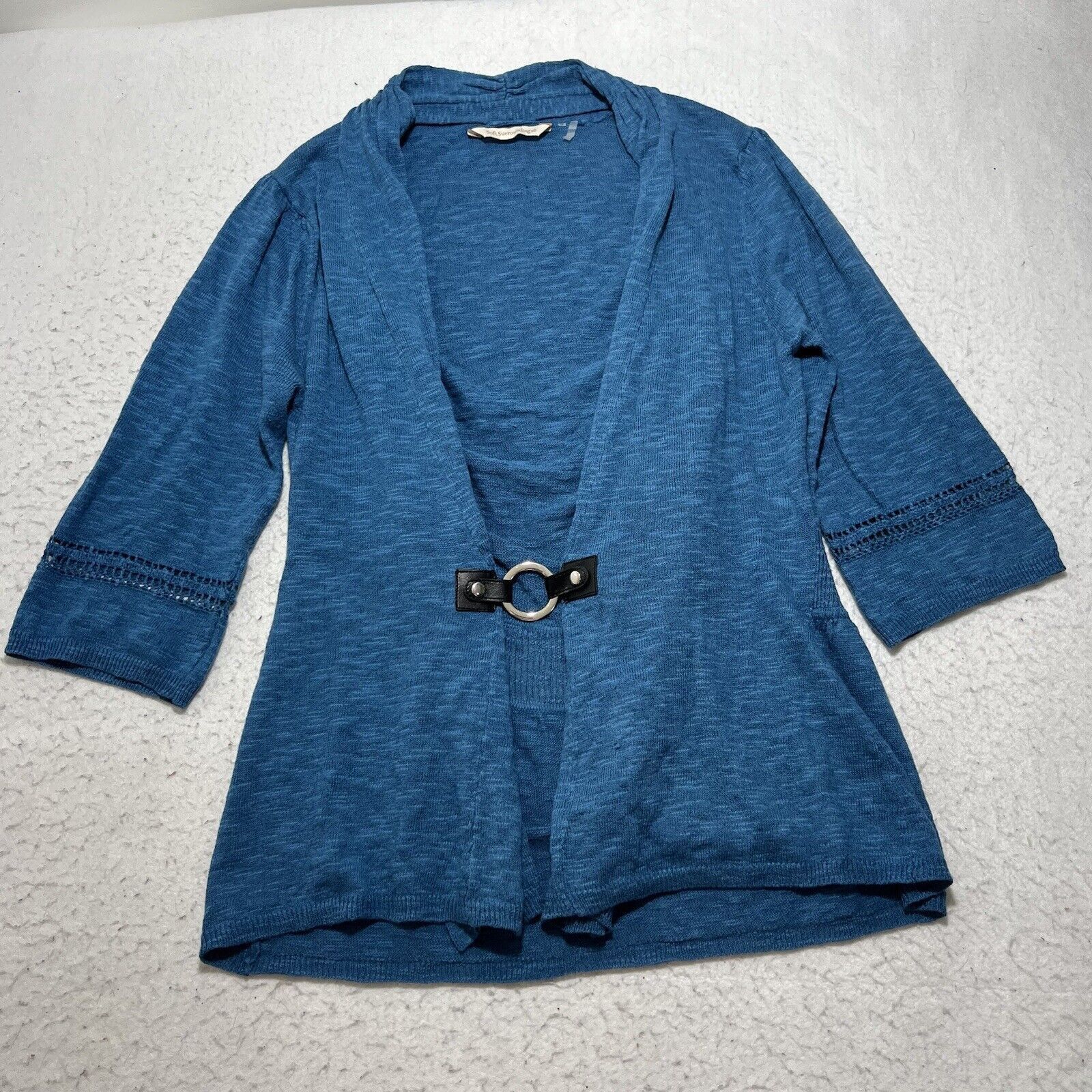 Other Soft Surroundings Medium Linen Buckle Cardigan Sweater Size M / US 6-8 / IT 42-44 - 1 Thumbnail